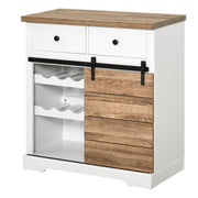 Aparador de Cozinha com Porta de Celeiro Deslizante 80x39x86 cm Branco e Madeira