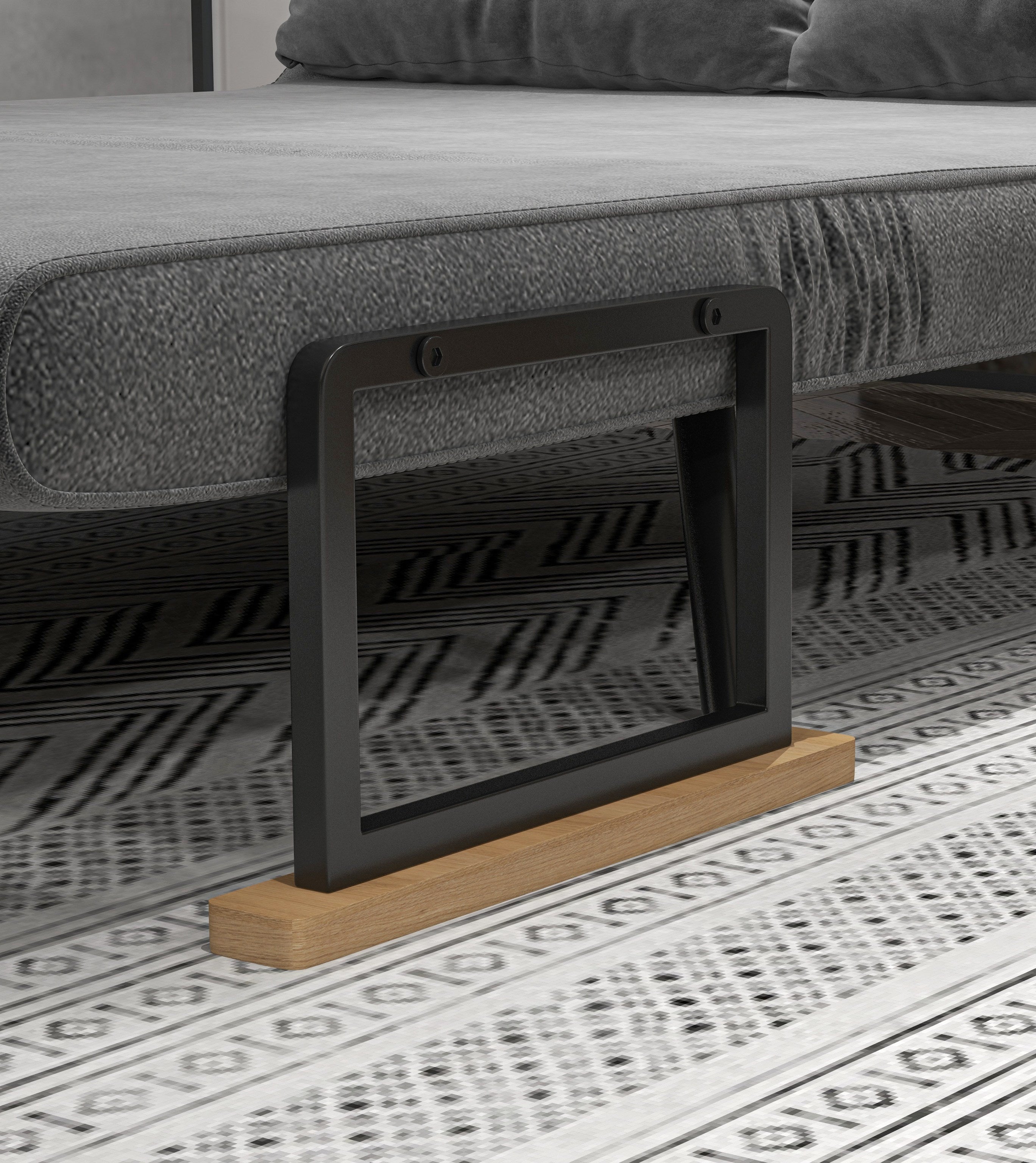 Sofá Cama Convertível em Cama de 2 Lugares com Encosto Ajustável em 5 Níveis 102x73x81 cm - Cinzento
