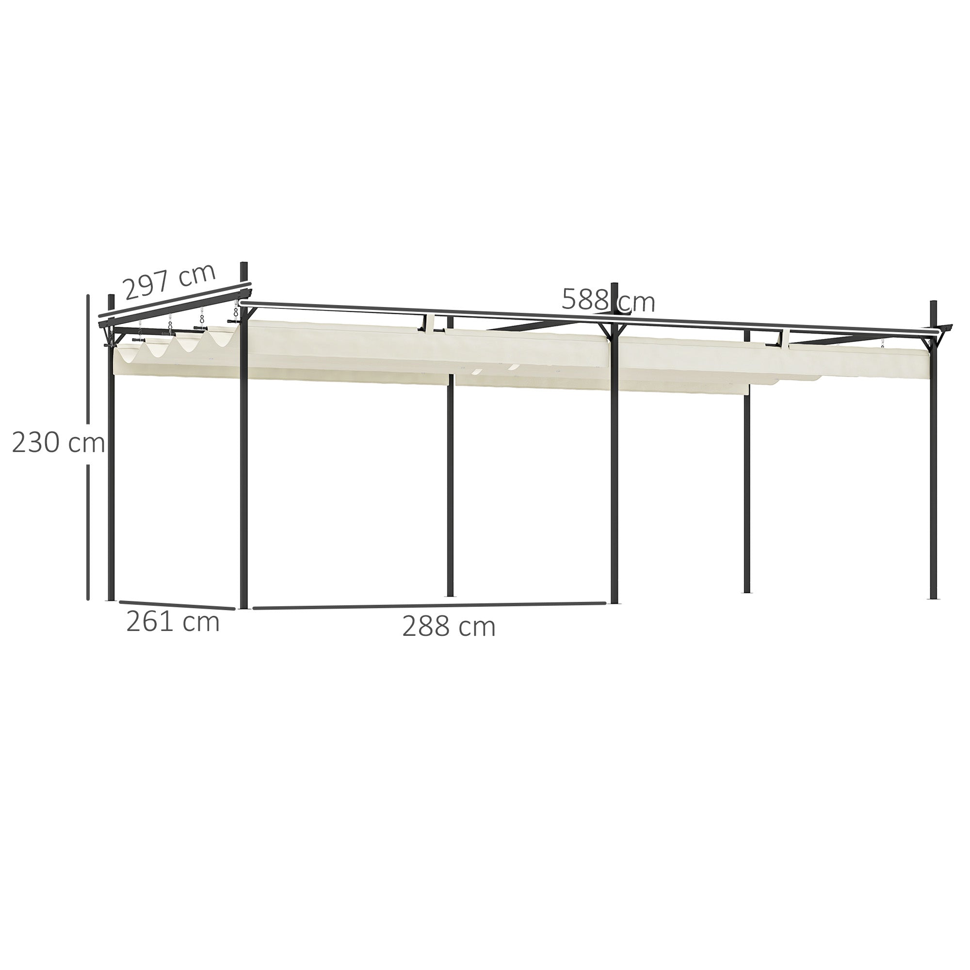 Pérgola de Jardim de Alumínio 588x297x230 cm - Cor Creme