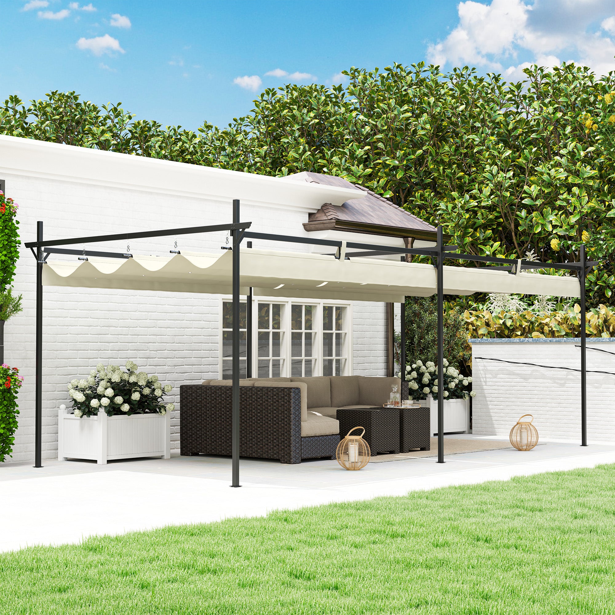 Pérgola de Jardim de Alumínio 588x297x230 cm - Cor Creme