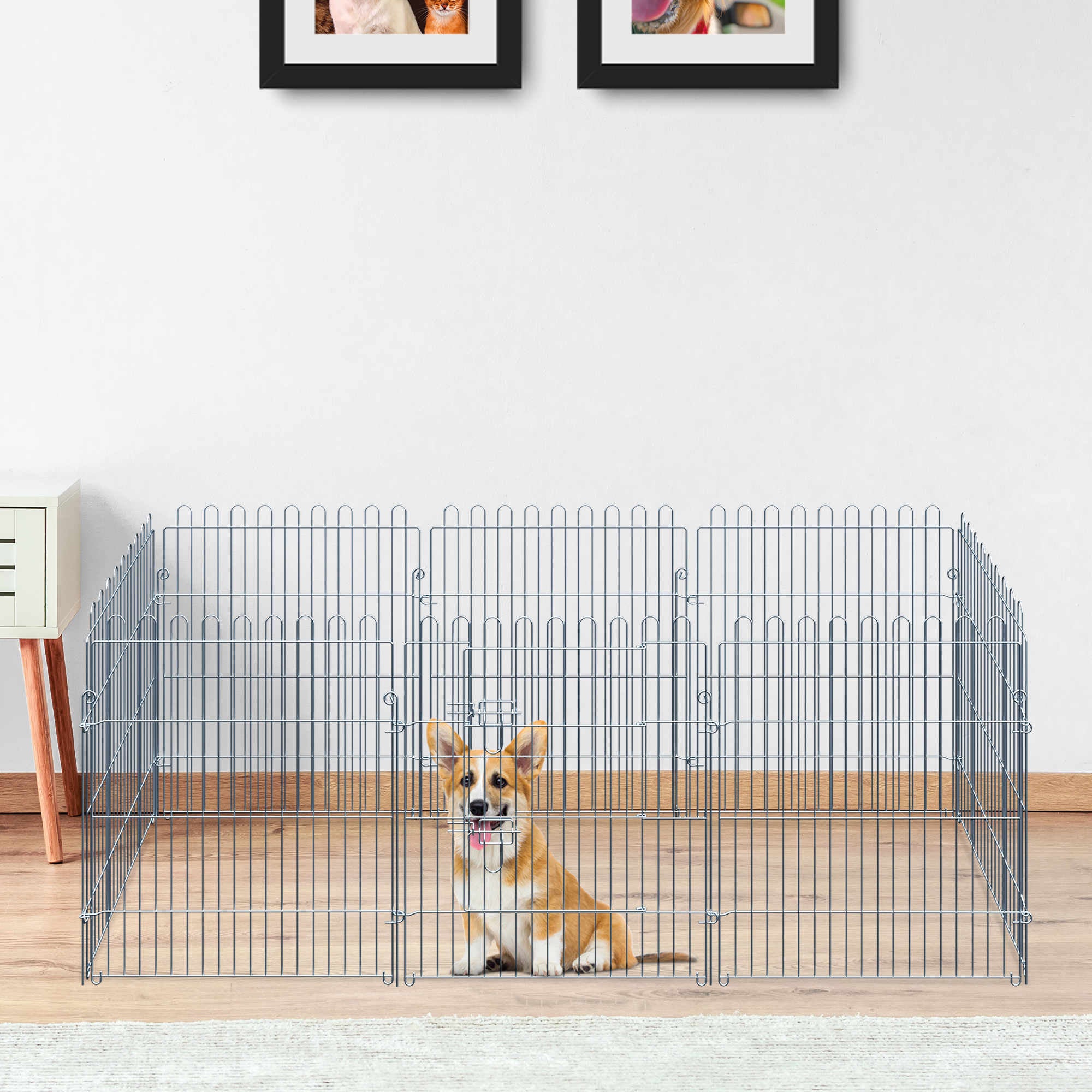 Parque para Animais de Estimação 63x76cm Prata - Cercado com Porta para Jardim