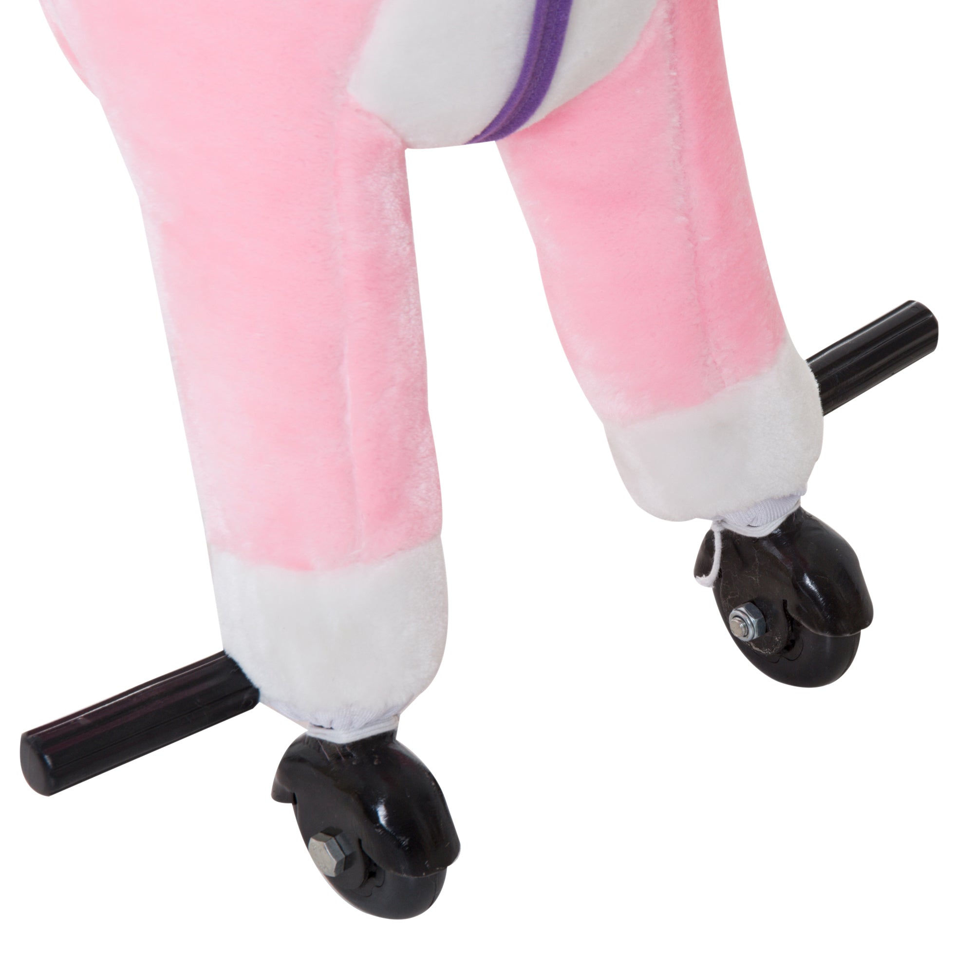 Cavalo para Crianças – 55x23x60 cm – Rosa – Pelúcia, aço, algodão PP e PU