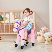 Cavalo para Crianças – 55x23x60 cm – Rosa – Pelúcia, aço, algodão PP e PU