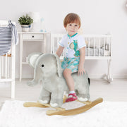 Cavalo de Baloiço Infantil – 64,5x31x52 cm – Cinzento – Madeira, metal, pelúcia, algodão PP