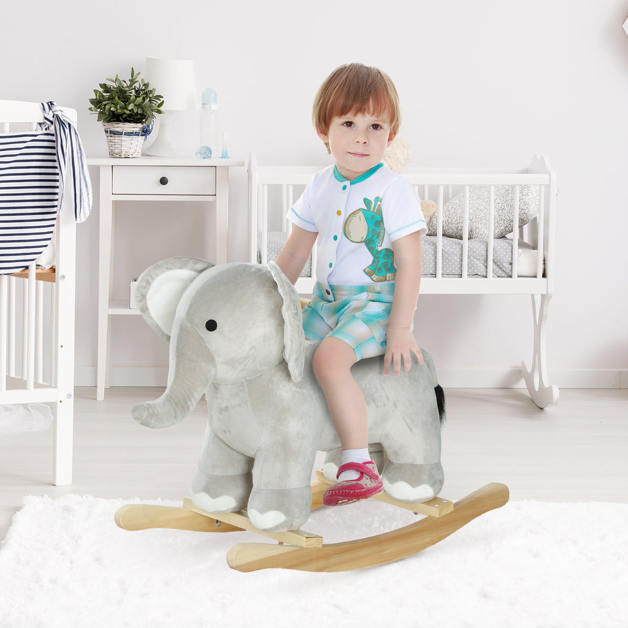 Cavalo de Baloiço Infantil Elefante Cinzento 64,5x31x52 cm