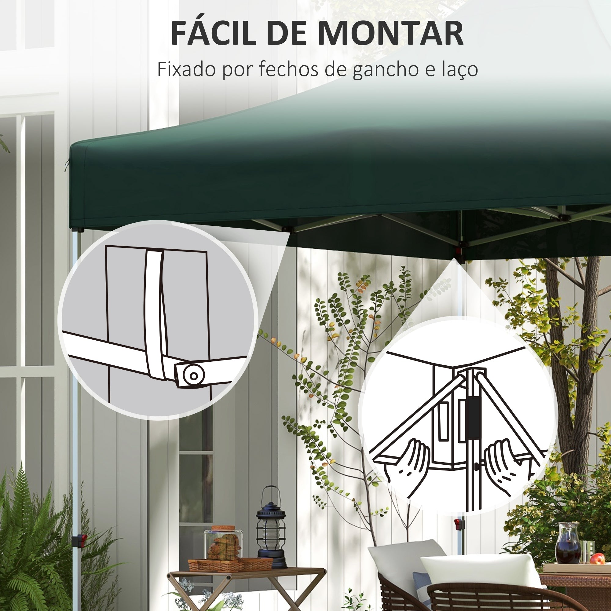 Toldo de Substituição Verde Escuro 300x300 cm para Pérgola de Jardim
