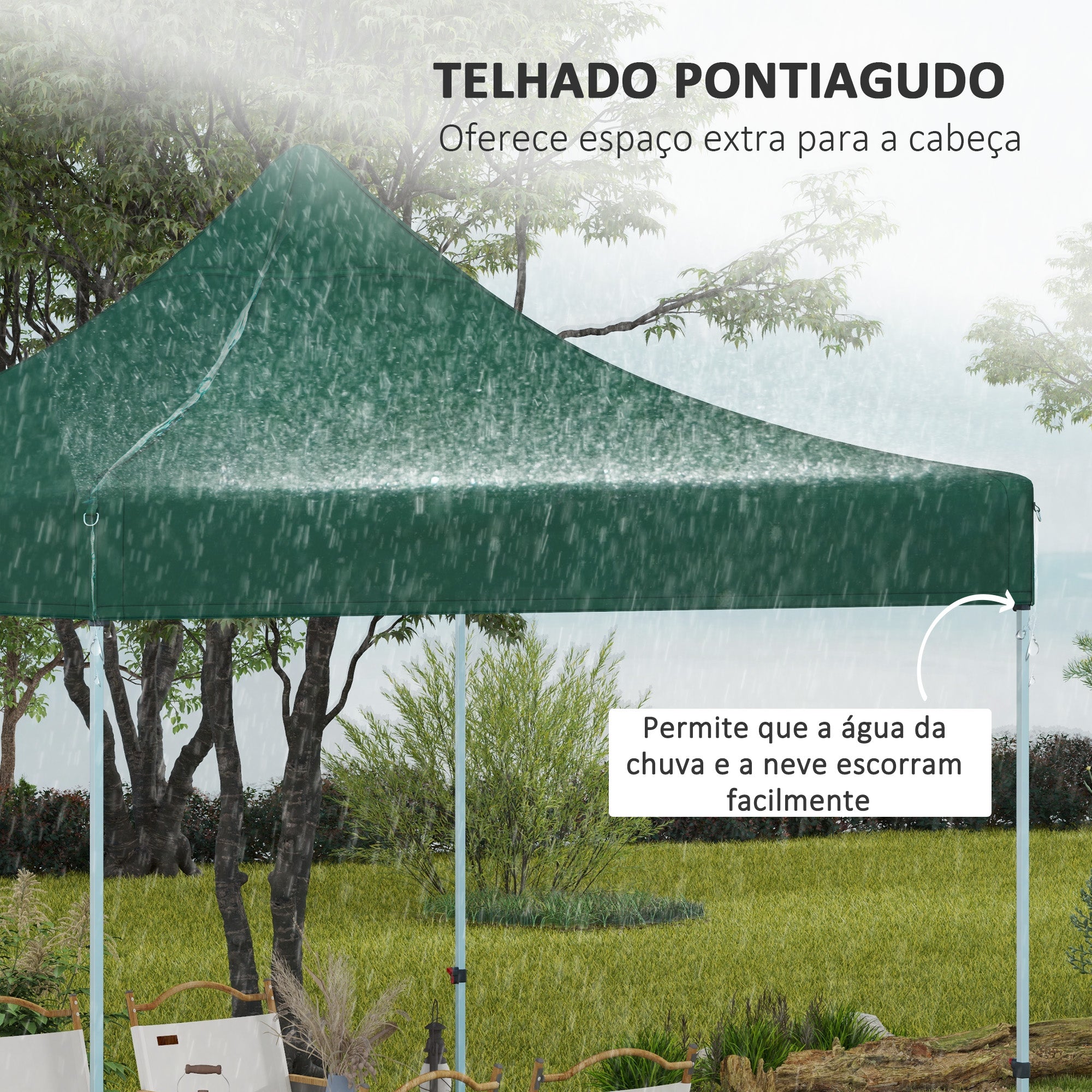 Toldo de Substituição Verde Escuro 300x300 cm para Pérgola de Jardim