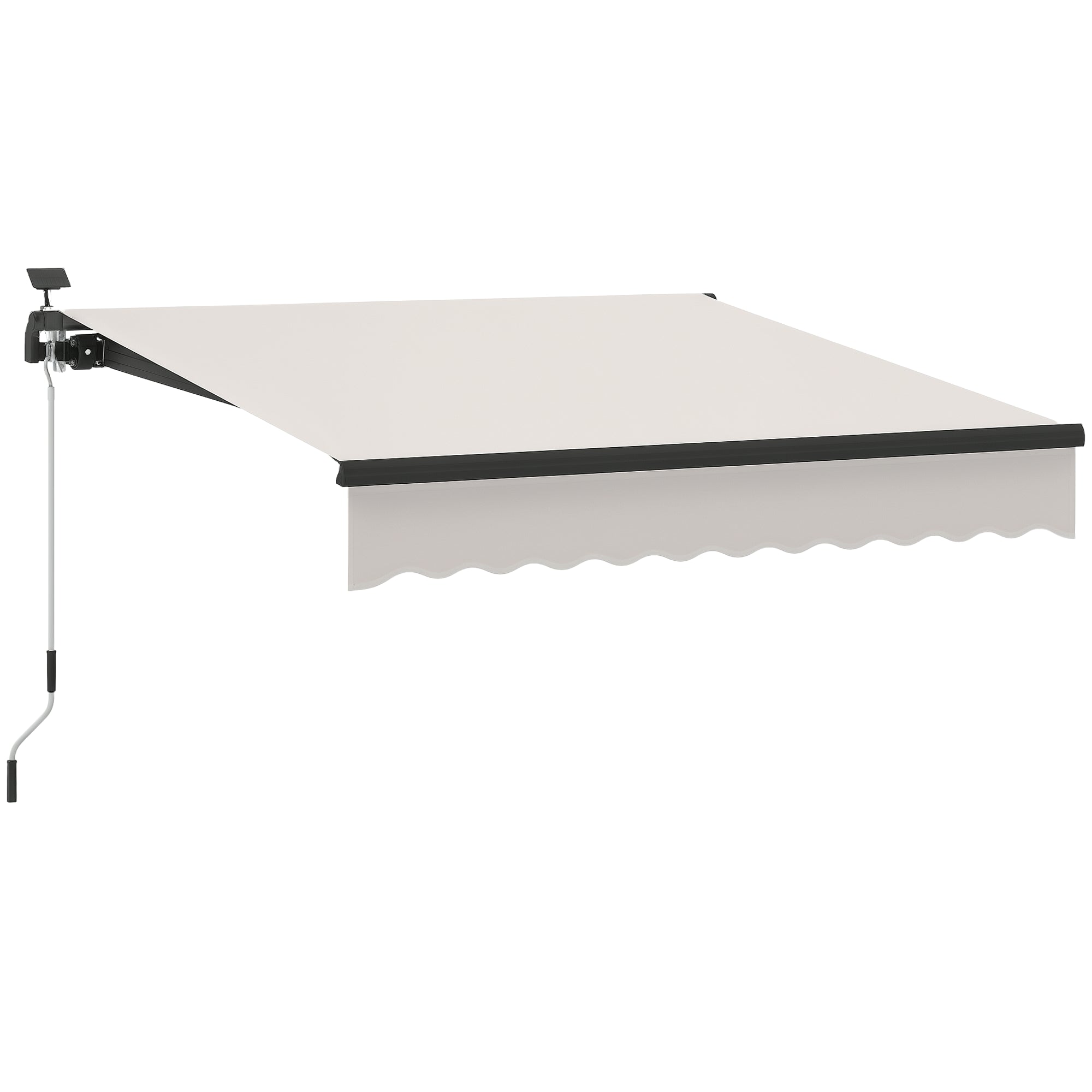 Toldo Manual Retrátil Creme Branco 295x250 cm com Luzes LED Solares