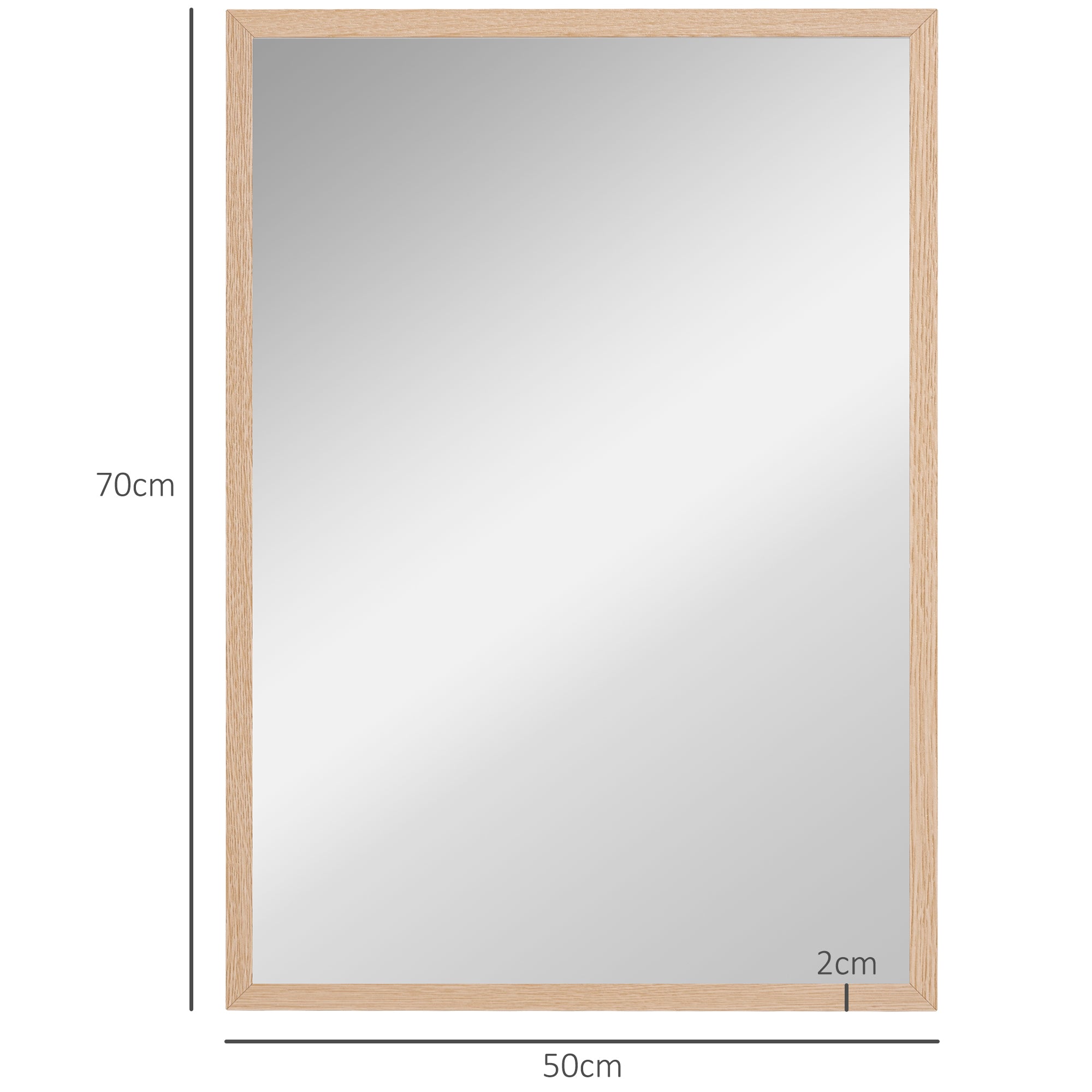 Espelho de Parede Decorativo 50x70 cm Cor Natural