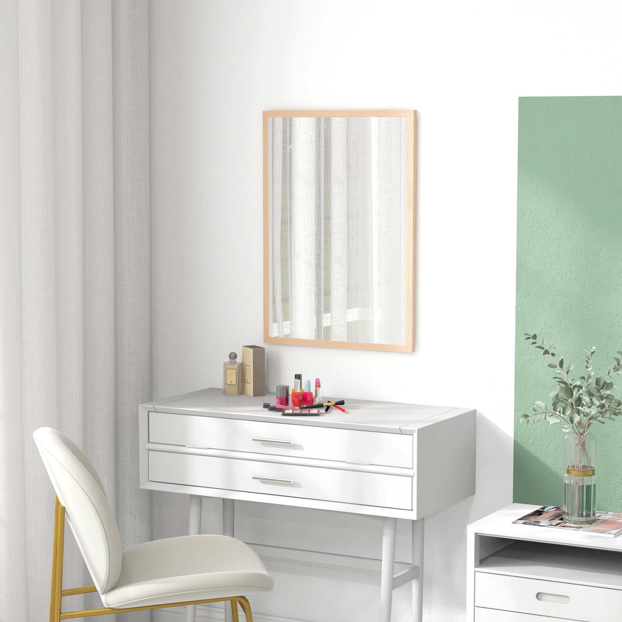 Espelho de Parede Decorativo 50x70 cm Cor Natural