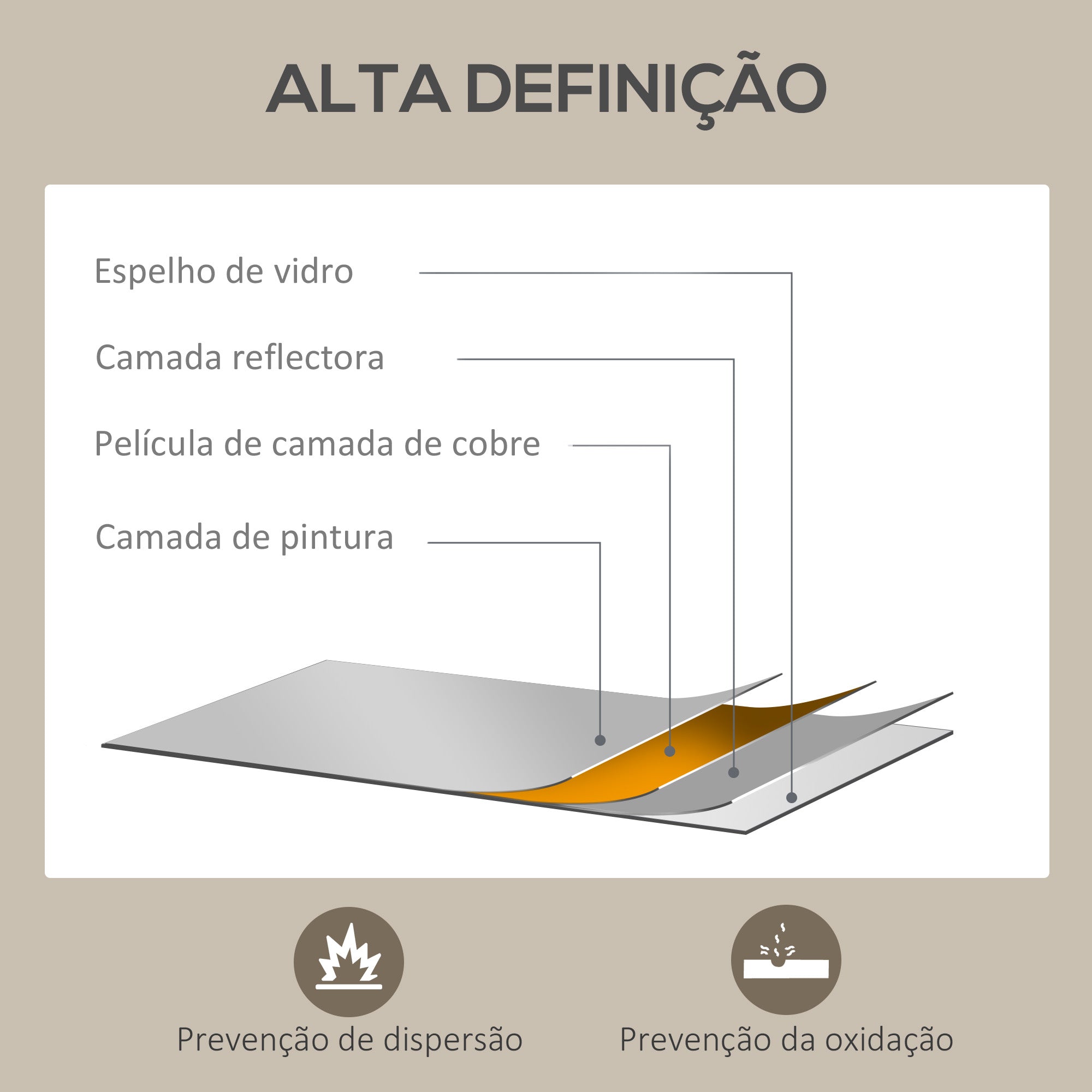Espelho de Parede Decorativo 50x70 cm Cor Natural