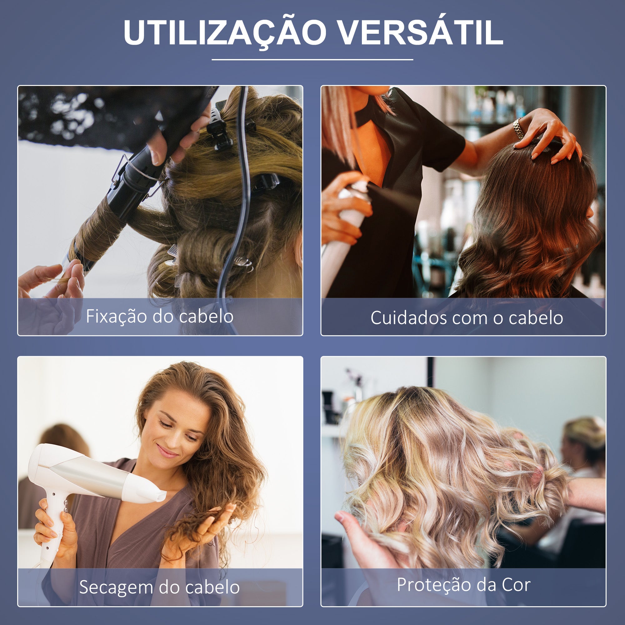 Secador de Cabelo Profissional com Altura Ajustável 1180W - Preto e Prata 65x65x115-165 cm