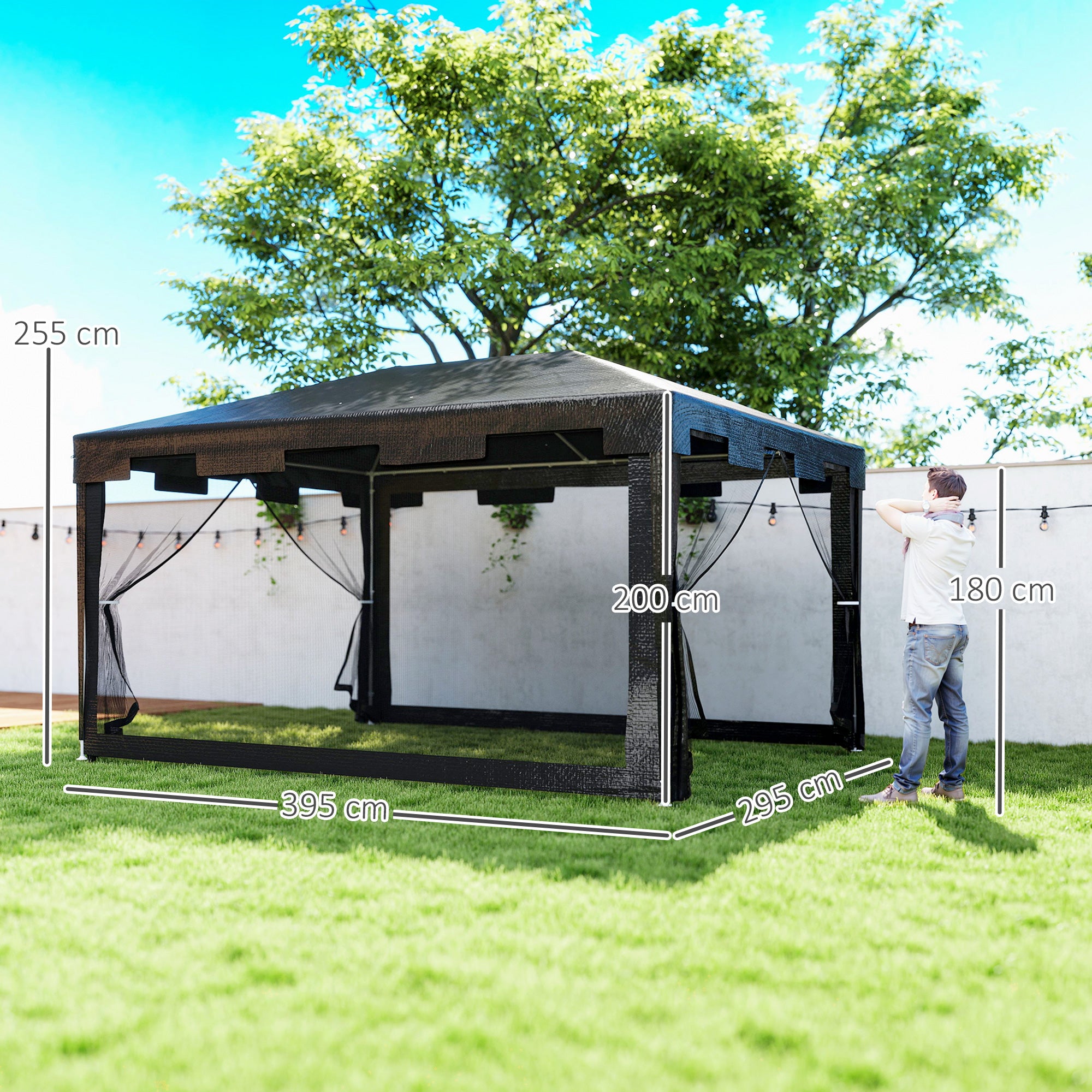 Tenda de Jardim 395x295x255 cm Cinza Escuro