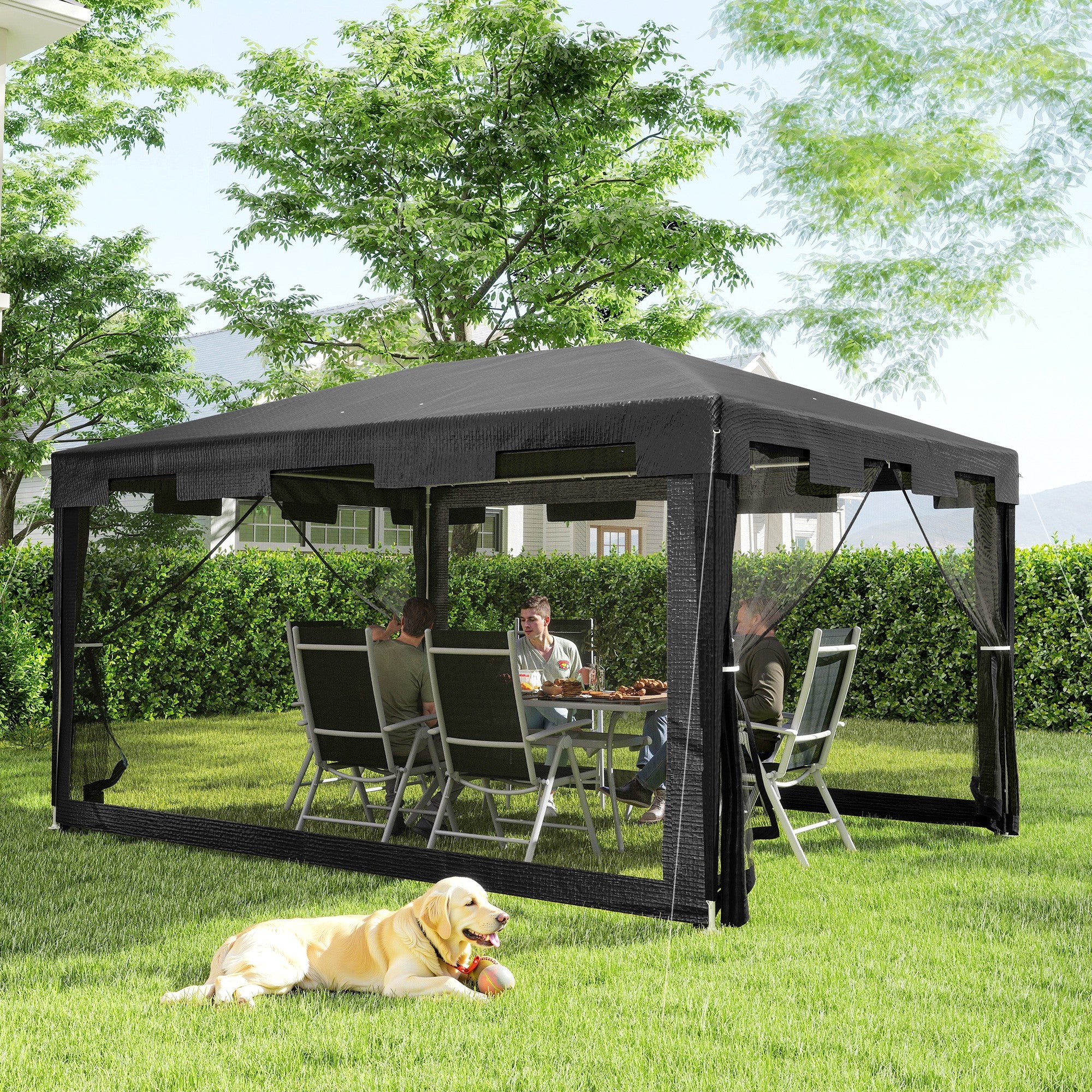 Tenda de Jardim 395x295x255 cm Cinza Escuro