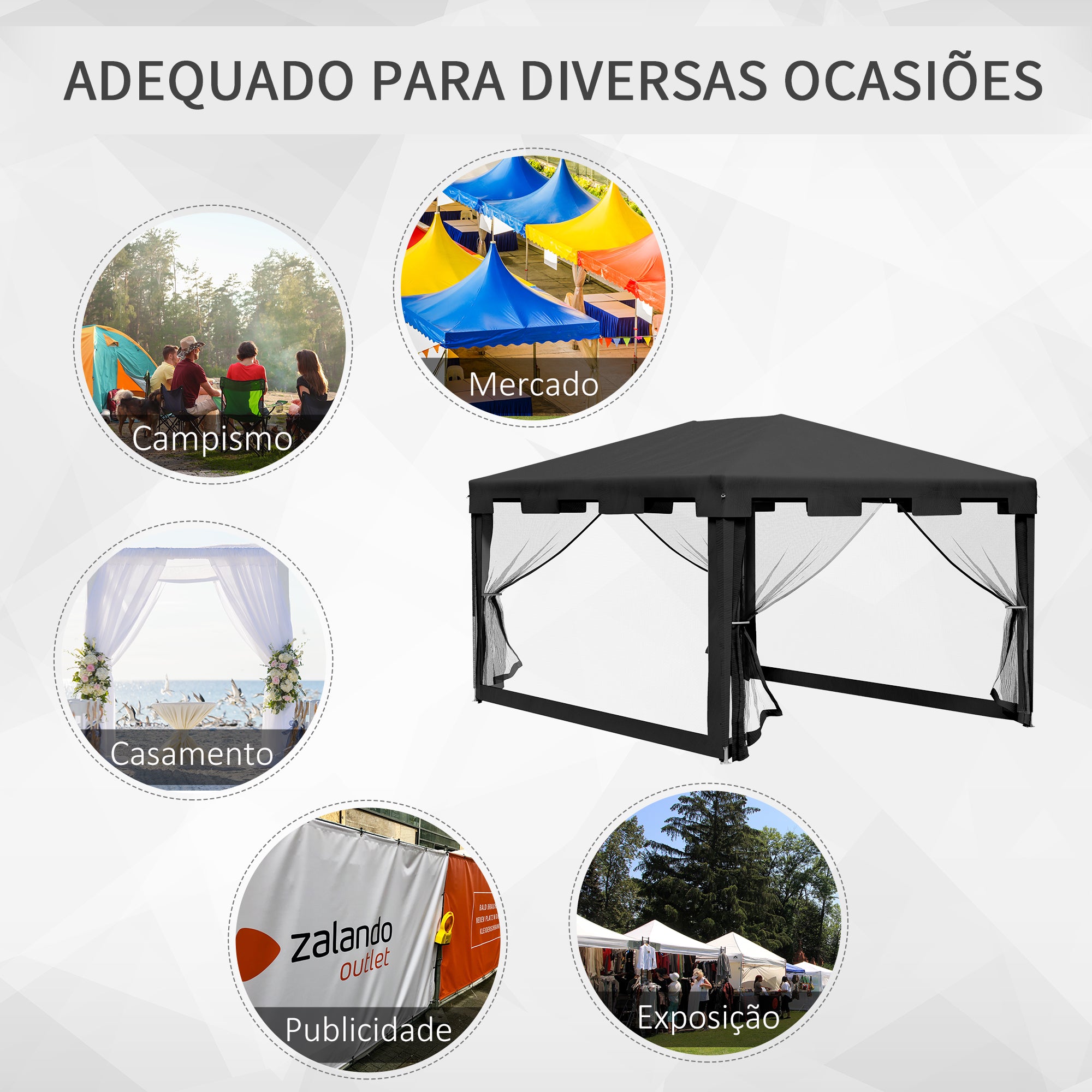 Tenda de Jardim 395x295x255 cm Cinza Escuro