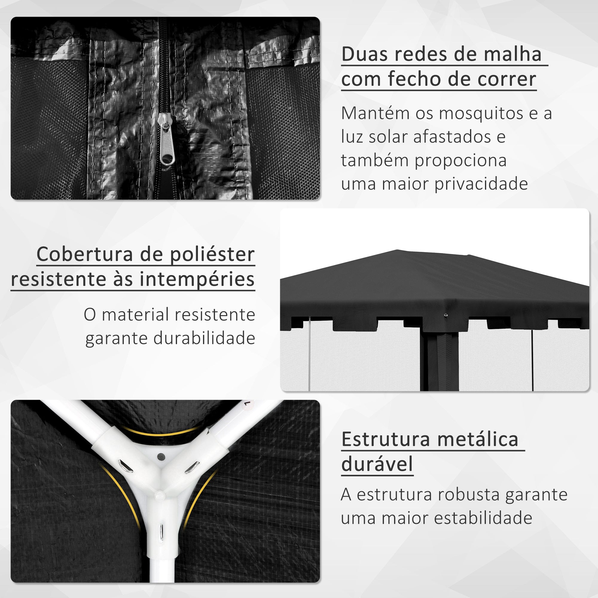 Tenda de Jardim 395x295x255 cm Cinza Escuro