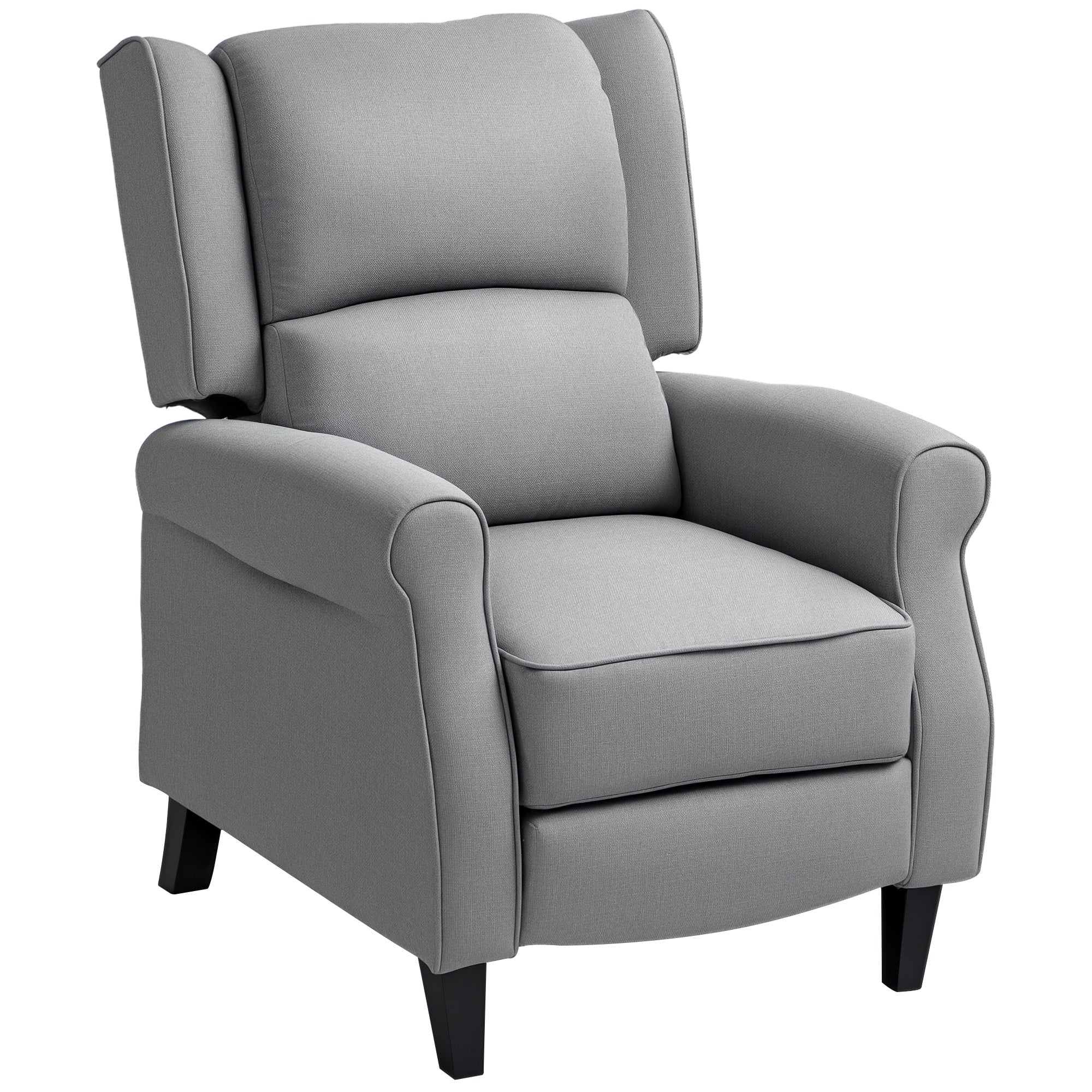 Poltrona Reclinável Cinzenta 77x88x102 cm com Reclinação Manual até 160° e Apoio para os Pés Retráteis