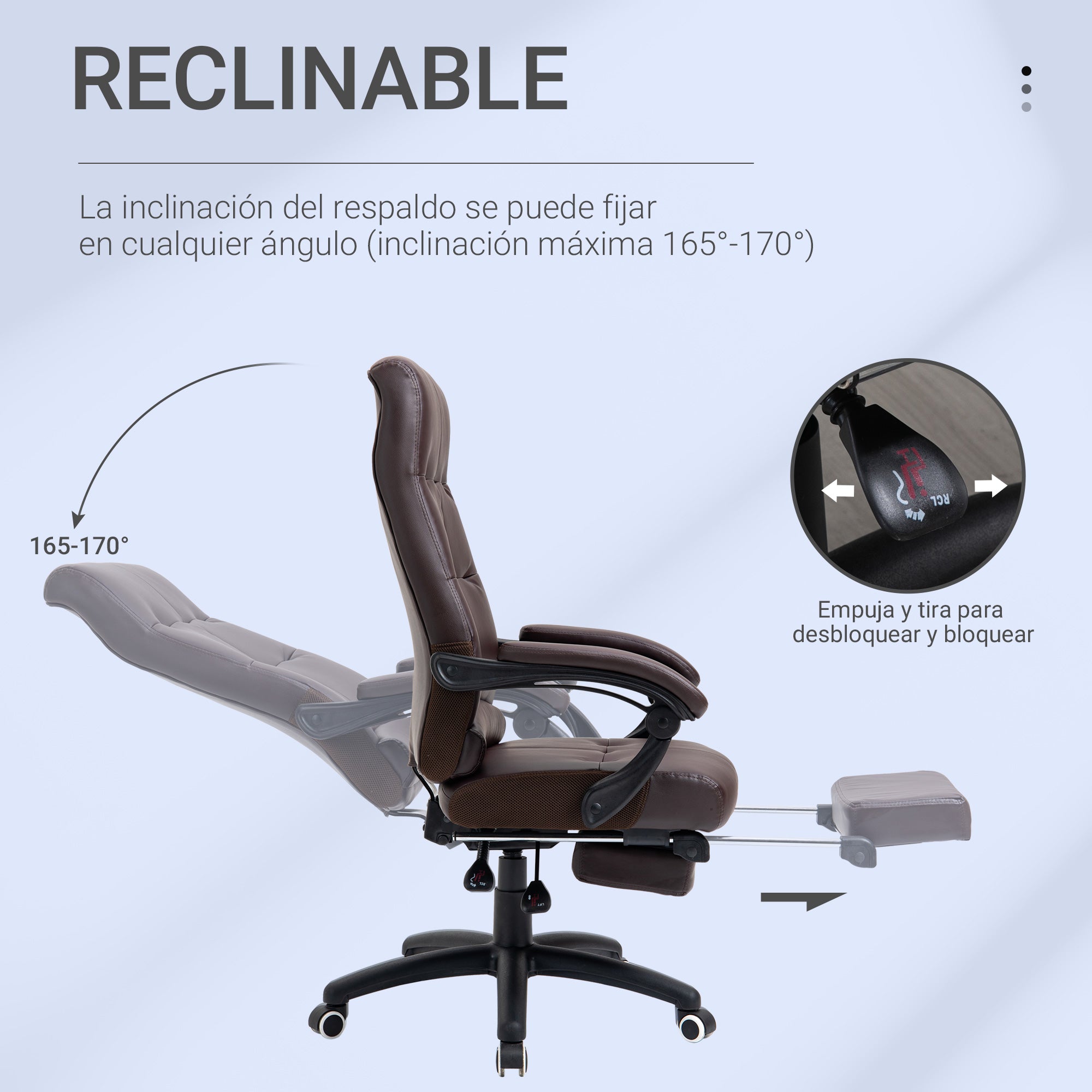 Cadeira de Escritório Ergonómica Marrom 65x65x118-125 cm