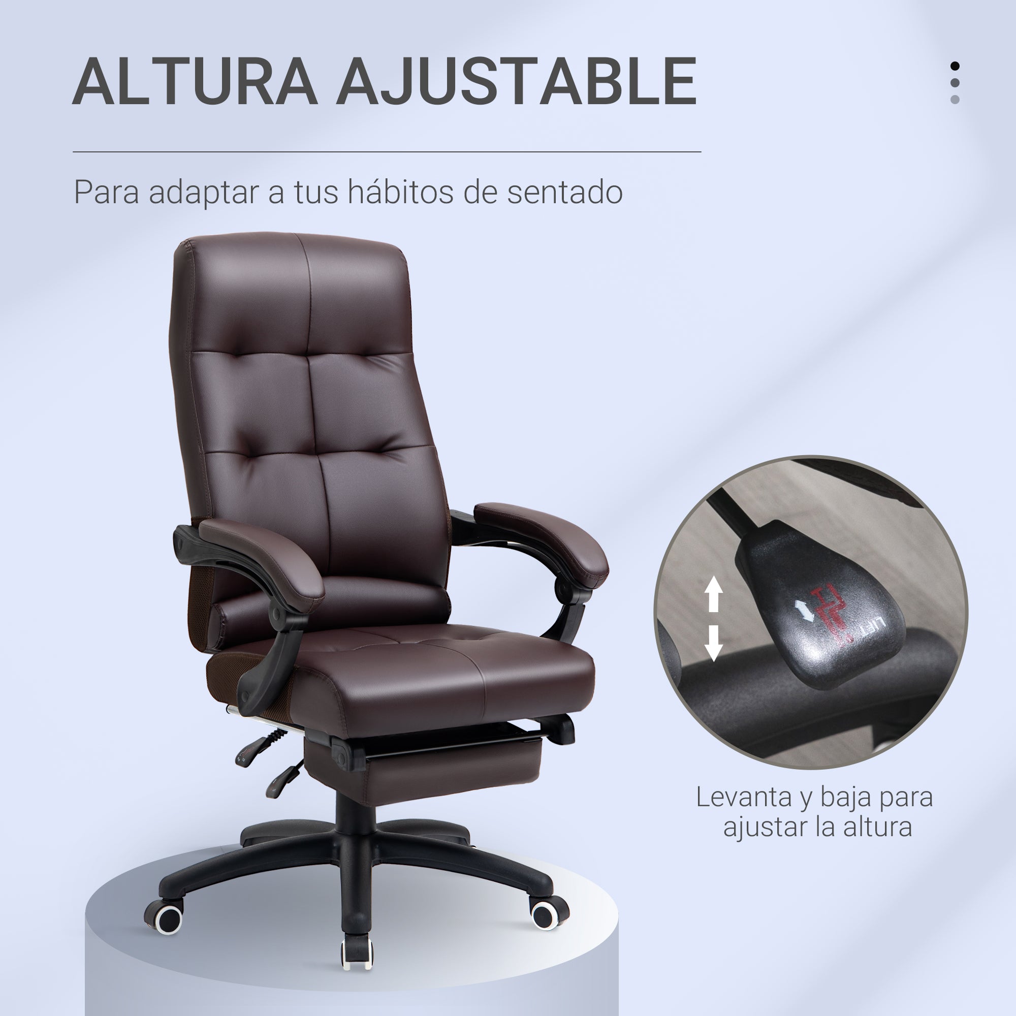 Cadeira de Escritório Ergonómica Marrom 65x65x118-125 cm