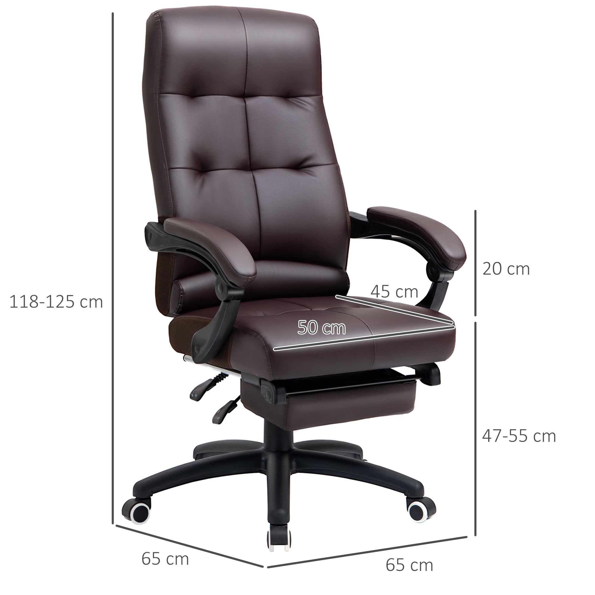 Cadeira de Escritório Ergonómica Marrom 65x65x118-125 cm