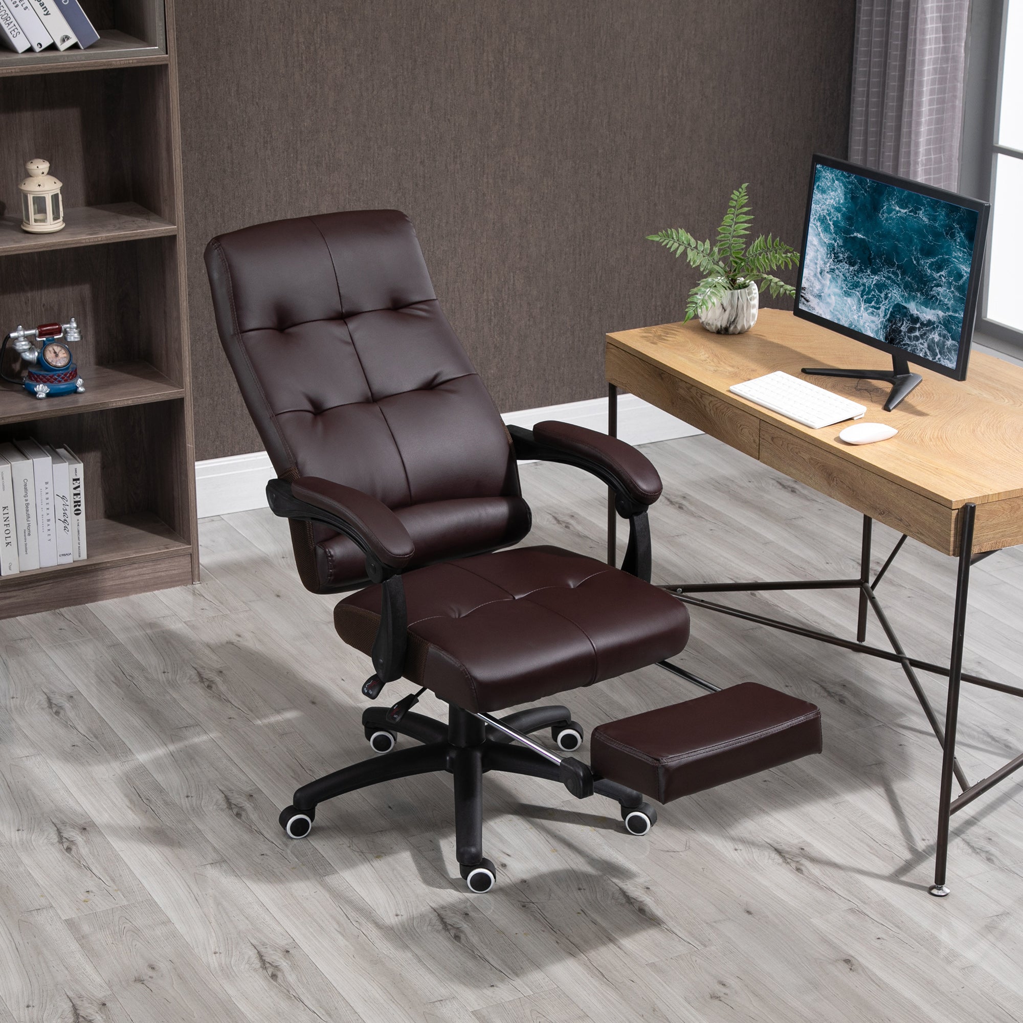 Cadeira de Escritório Ergonómica Marrom 65x65x118-125 cm
