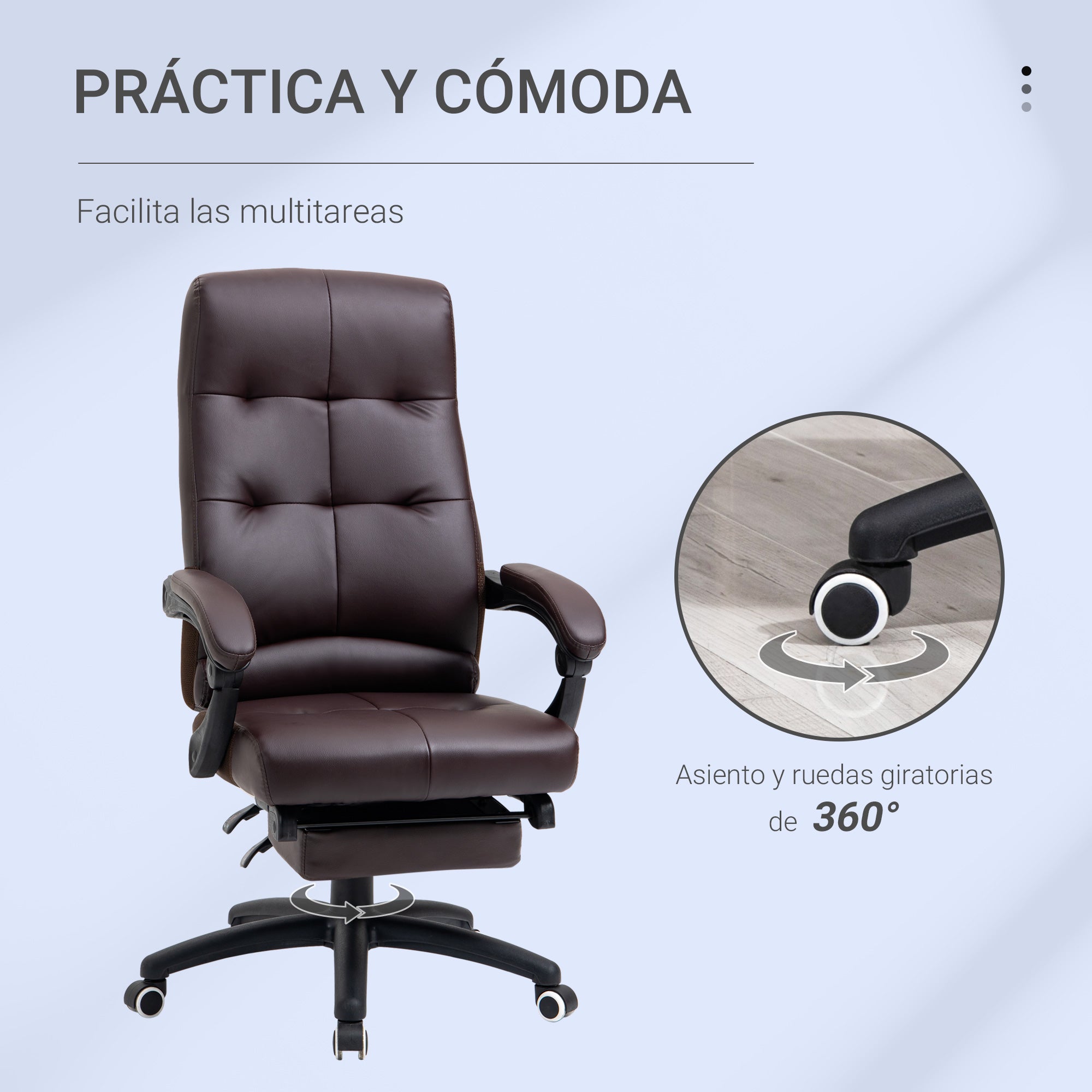Cadeira de Escritório Ergonómica Marrom 65x65x118-125 cm