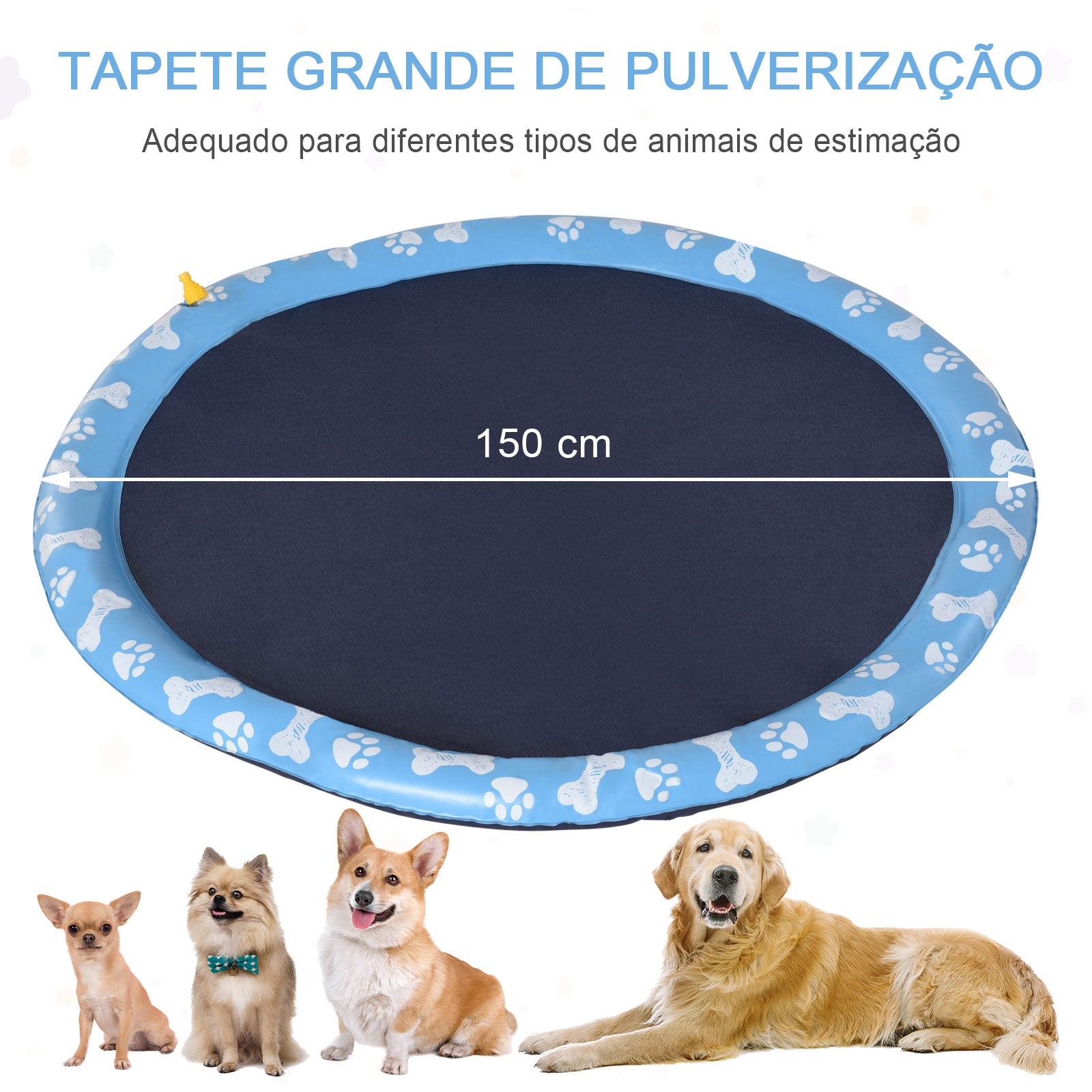 Tapete Aquático Anti-Respingos Ø150 cm Azul para Cães