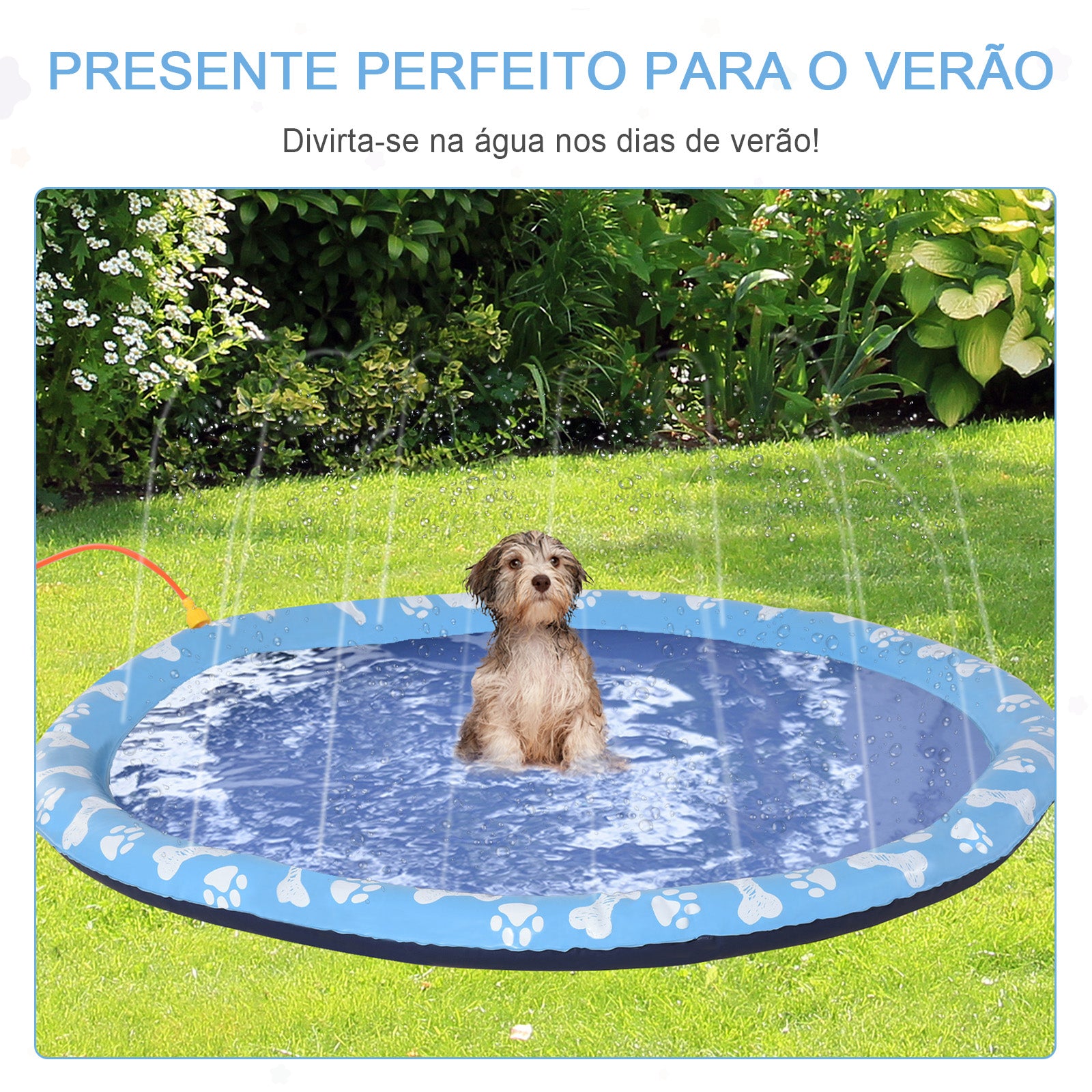 Tapete Aquático Anti-Respingos Ø150 cm Azul para Cães