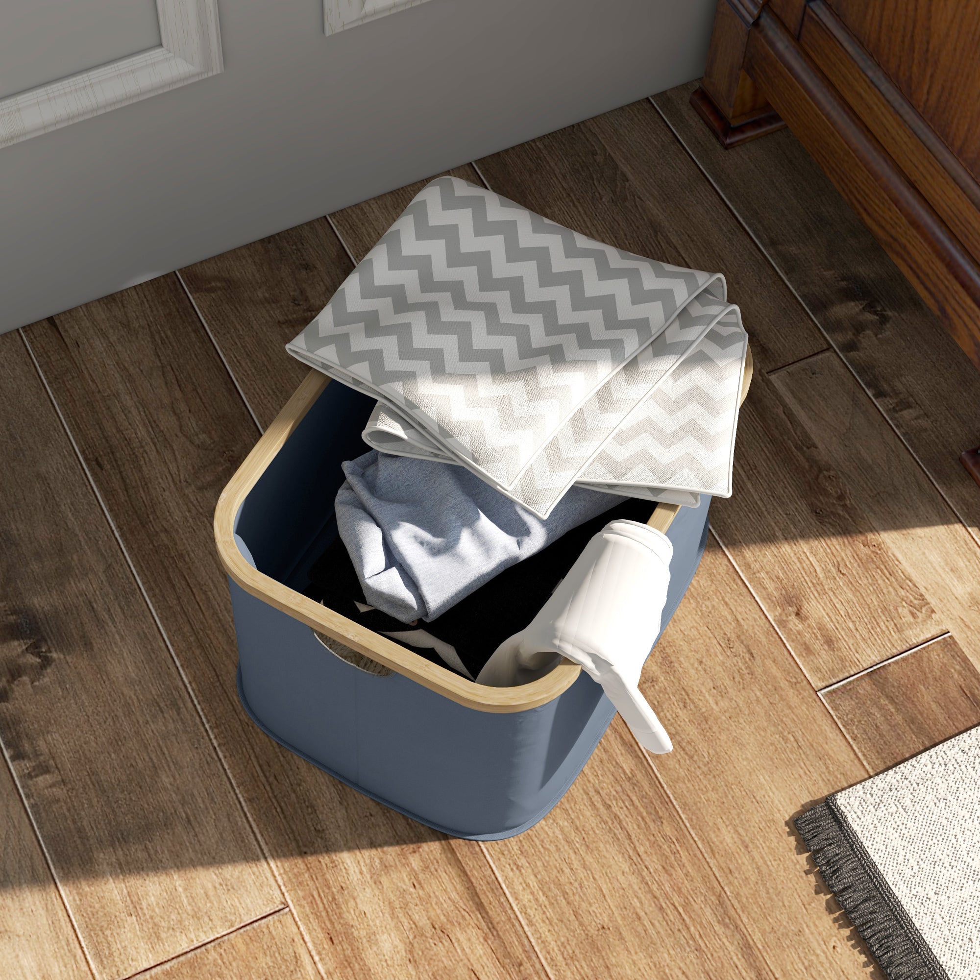 Cesto para Roupa – 44,3x33,3x26,5 cm – Cinzento – Poliéster