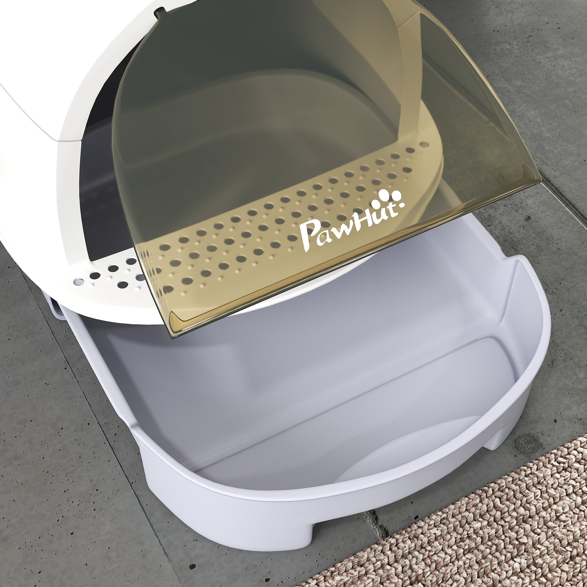 Caixa de Areia para Gatos Fechada – 40,5x52x39 cm – Cinzento – Polipropileno