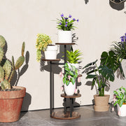 Suporte para Plantas de Madeira e Aço 5 Níveis 43x43x70 cm - Acabamento Carbonizado e Preto