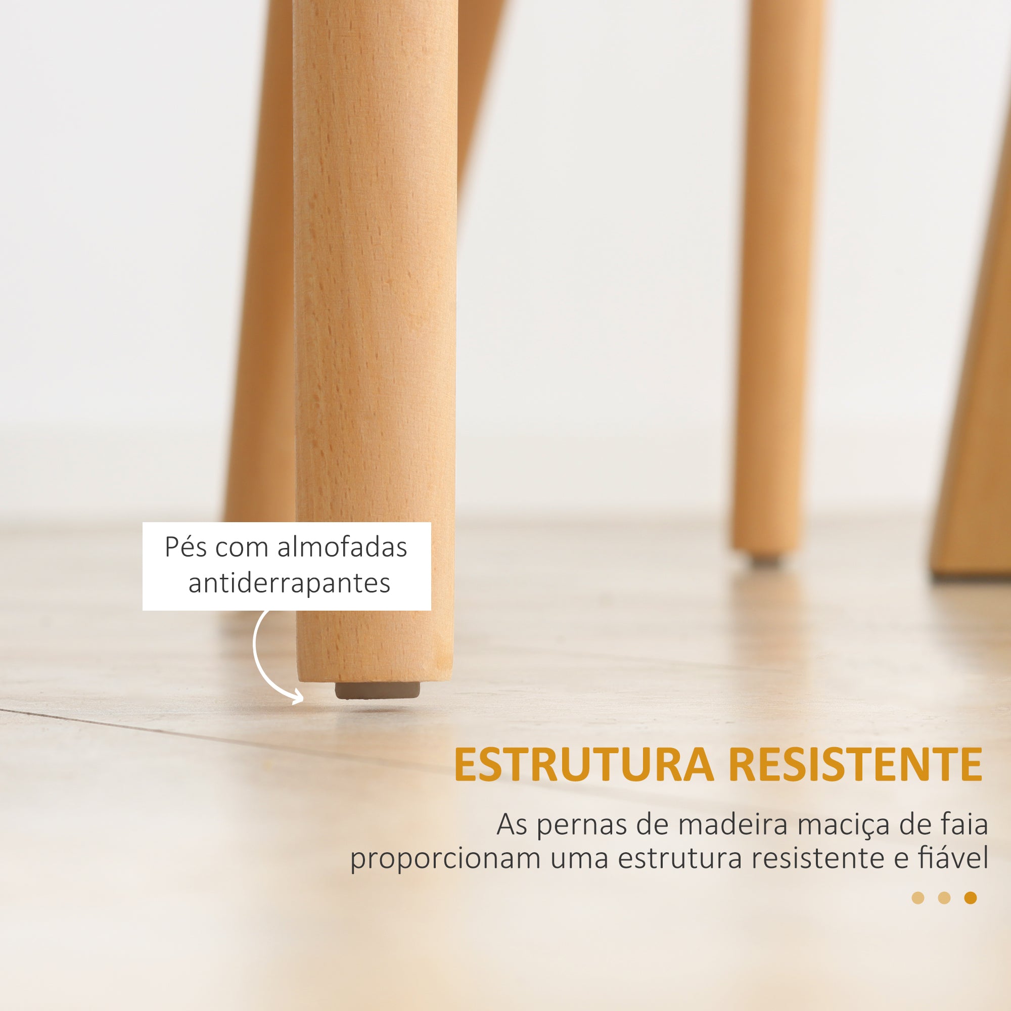 Conjunto de 4 Cadeiras – 48x52,5x83 cm – Branco, Madeira de faia – Polipropileno