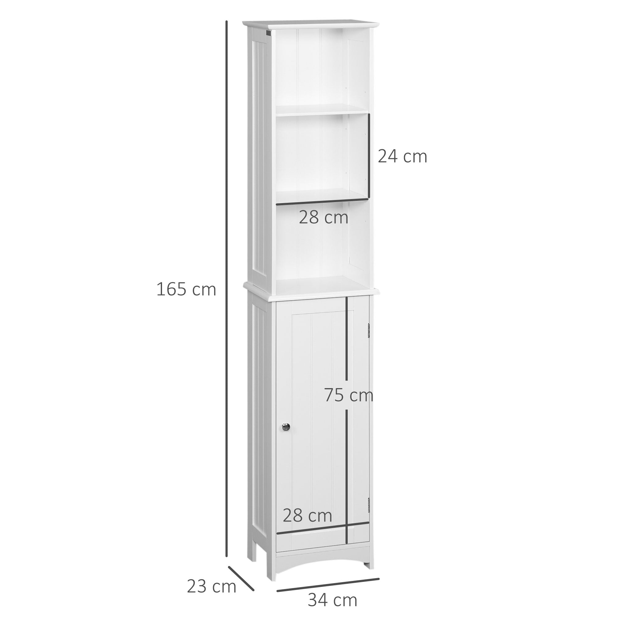 Coluna Casa de Banho Armário Alto Auxiliar 34x23x165 cm - Branco