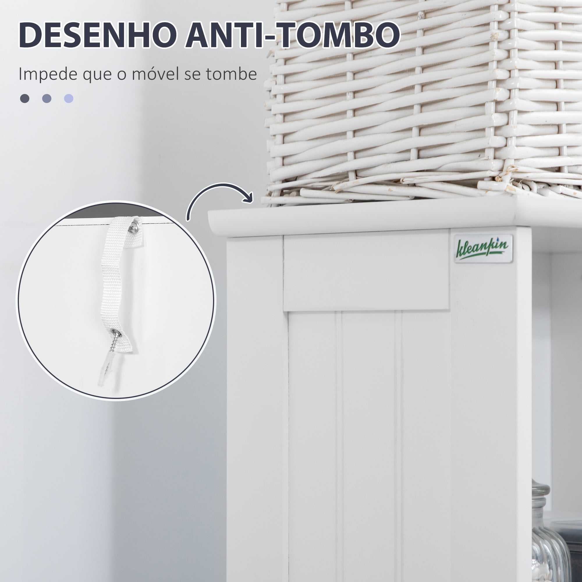 Coluna Casa de Banho Armário Alto Auxiliar 34x23x165 cm - Branco