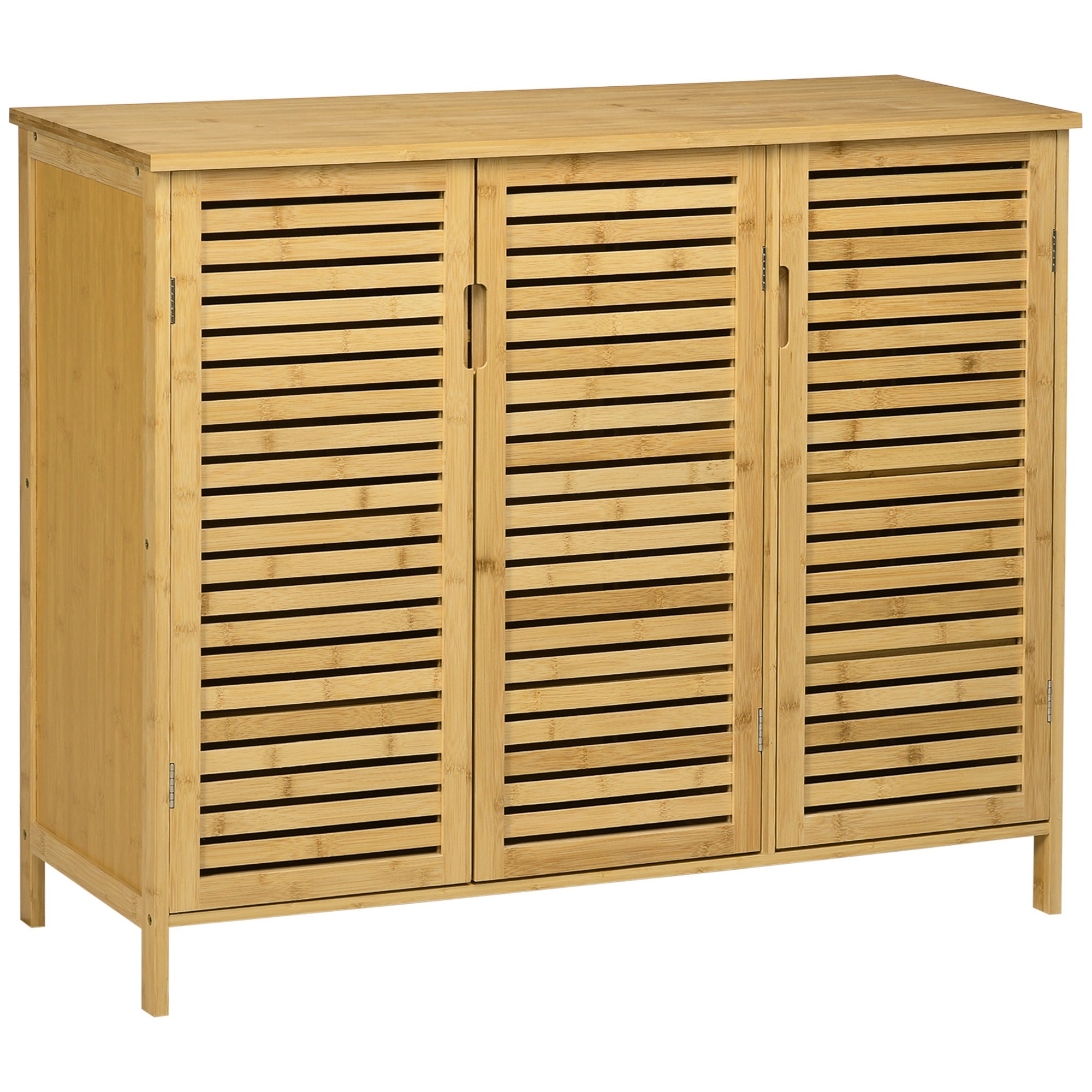 Sapateira de Entrada com 3 Portas de Persiana - 100x35x80 cm - Cor de Madeira Natural