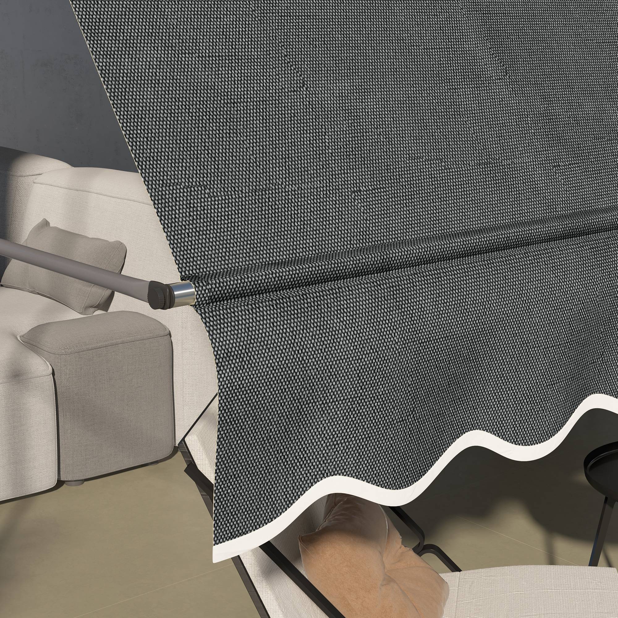 Toldo Manual Retrátil 300x120x210-300 cm Cinza Escuro