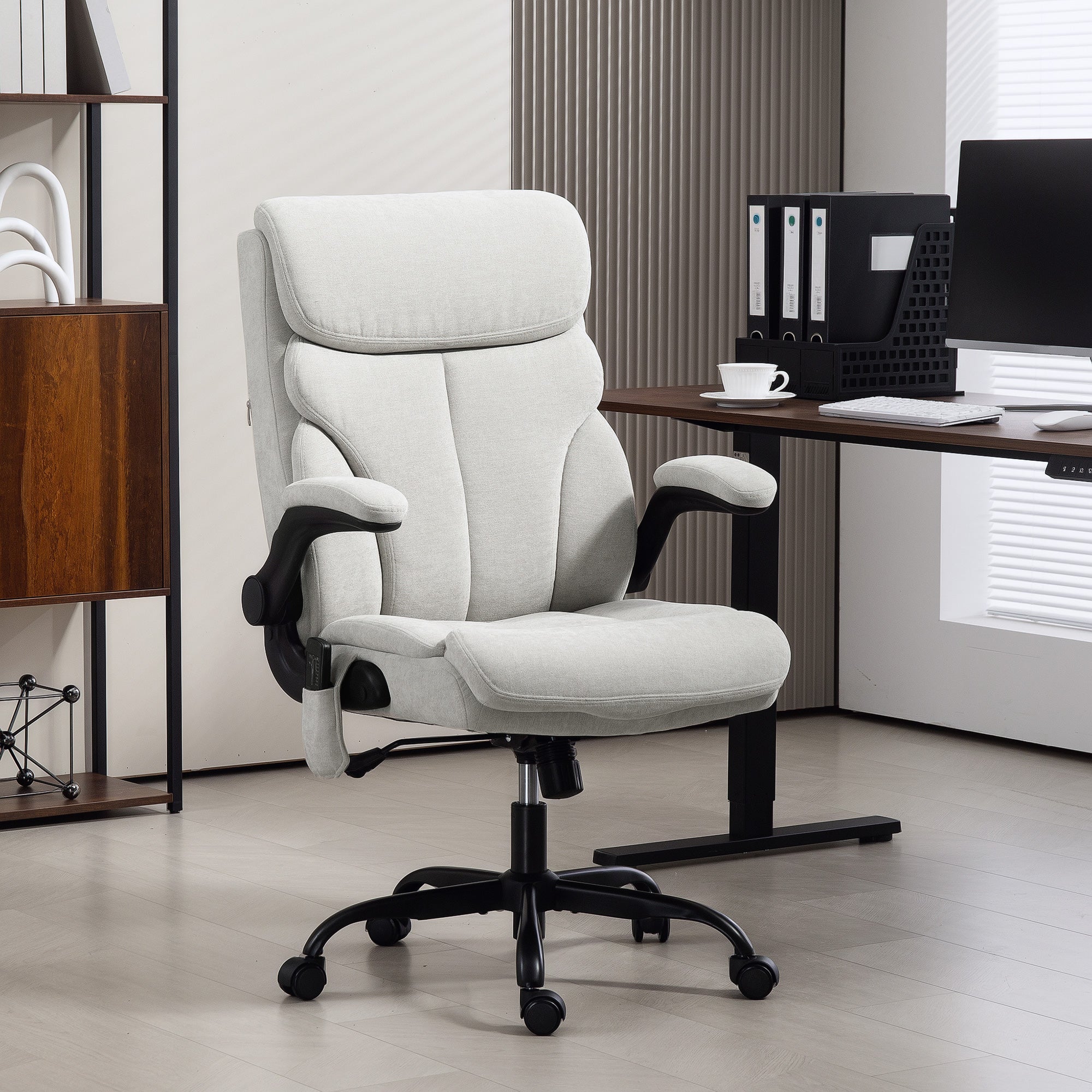 Cadeira de Escritório com Massagem Cinzento 66x67x113-121 cm