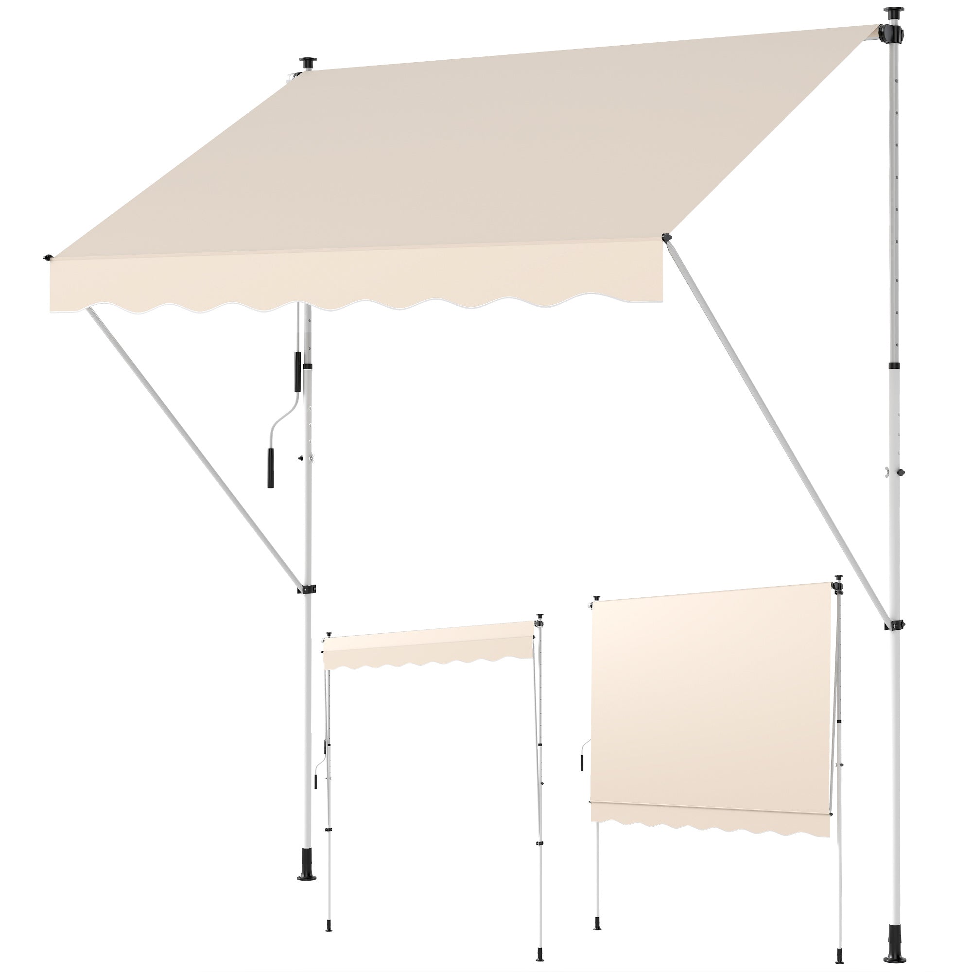 Toldo Manual Retrátil Exterior 300x150x280cm Bege