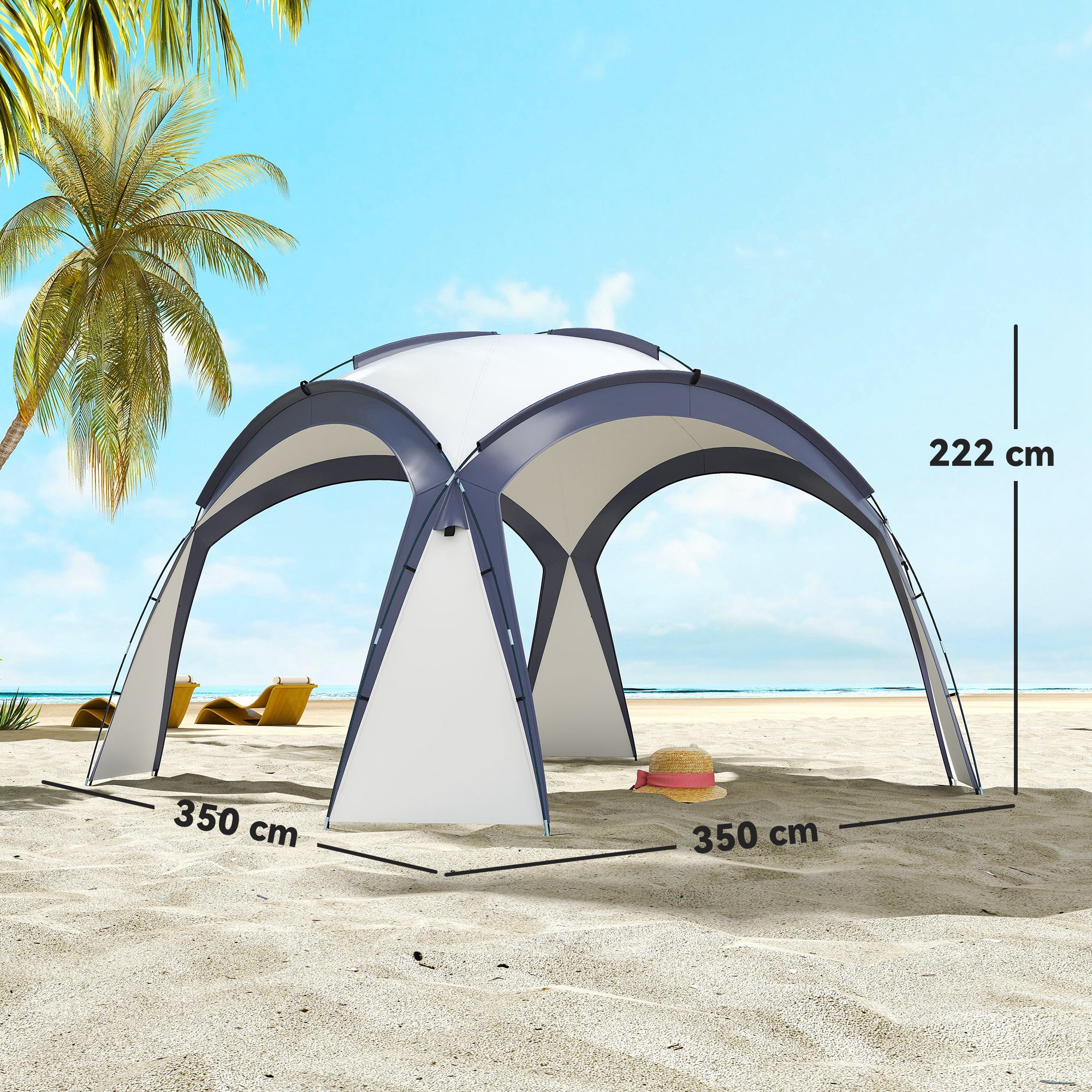 Abrigo de Campismo 3,5x3,5 m Cinza e Azul - Proteção UV e Bolsa de Transporte