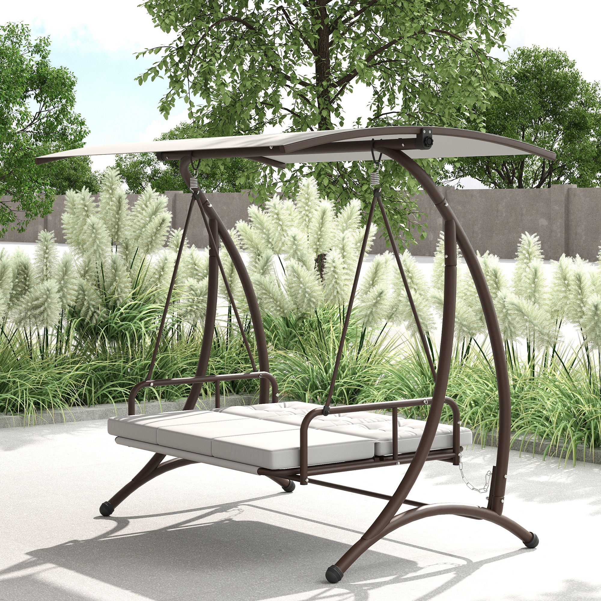 Baloiço de Jardim Convertível em Cama 200x120x175 cm - Cinzento
