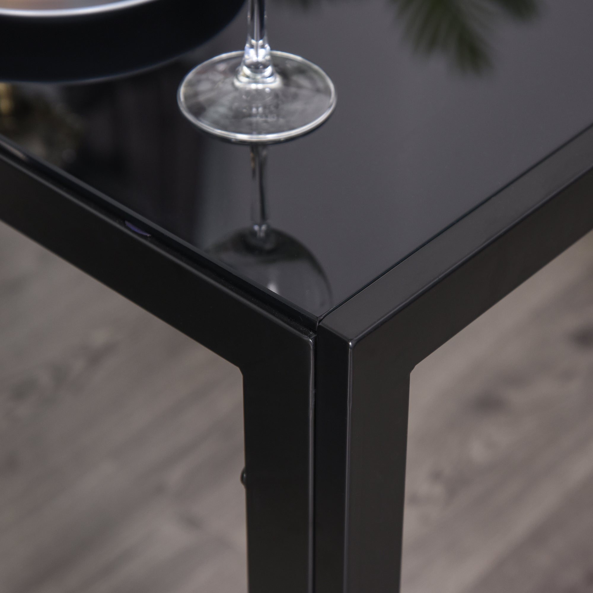 Conjunto de Refeição Mesa Retangular de Vidro Temperado e 4 Cadeiras Estofadas em PU - Preto 120x70x75 cm