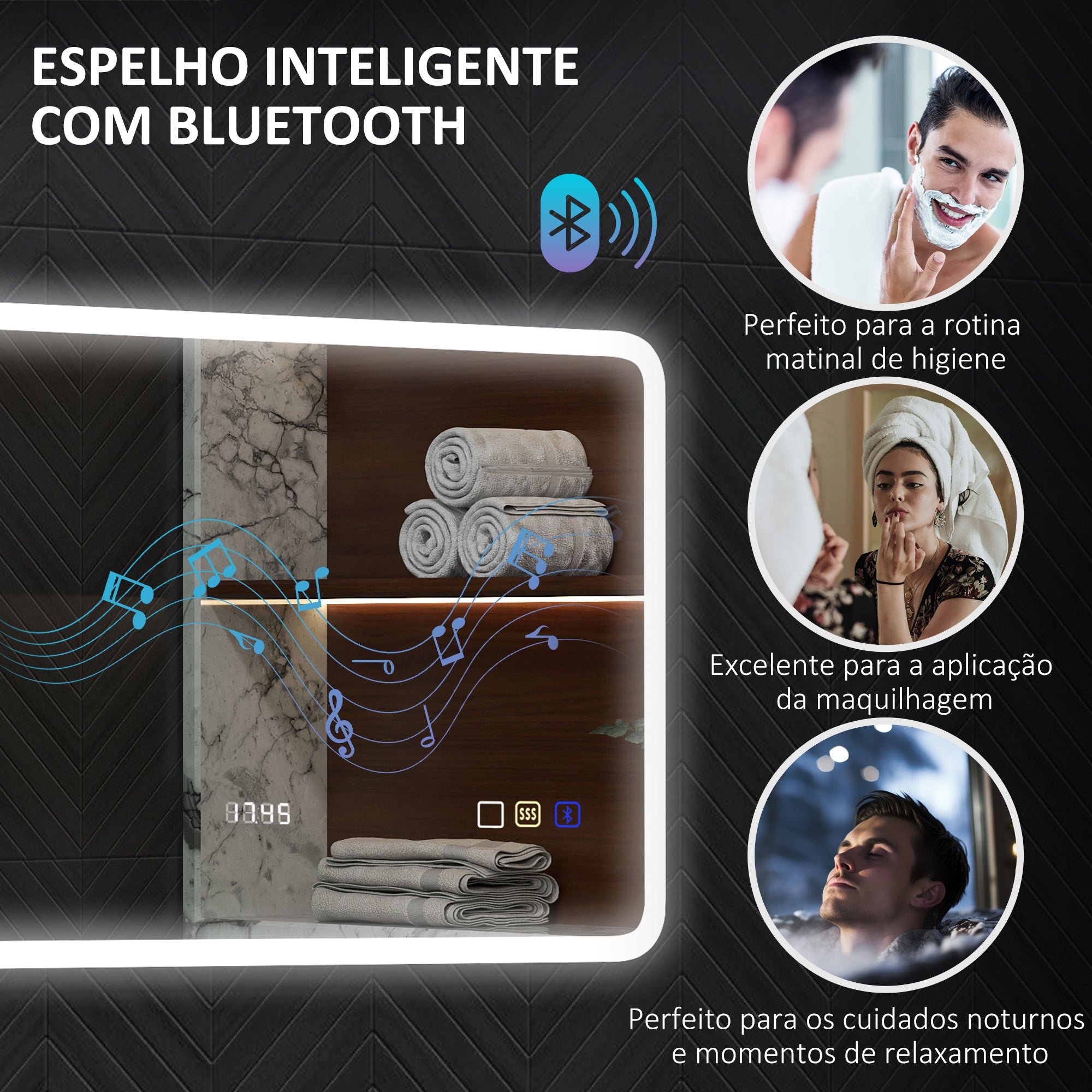 Espelho de Casa de Banho LED 70x50 cm Prata