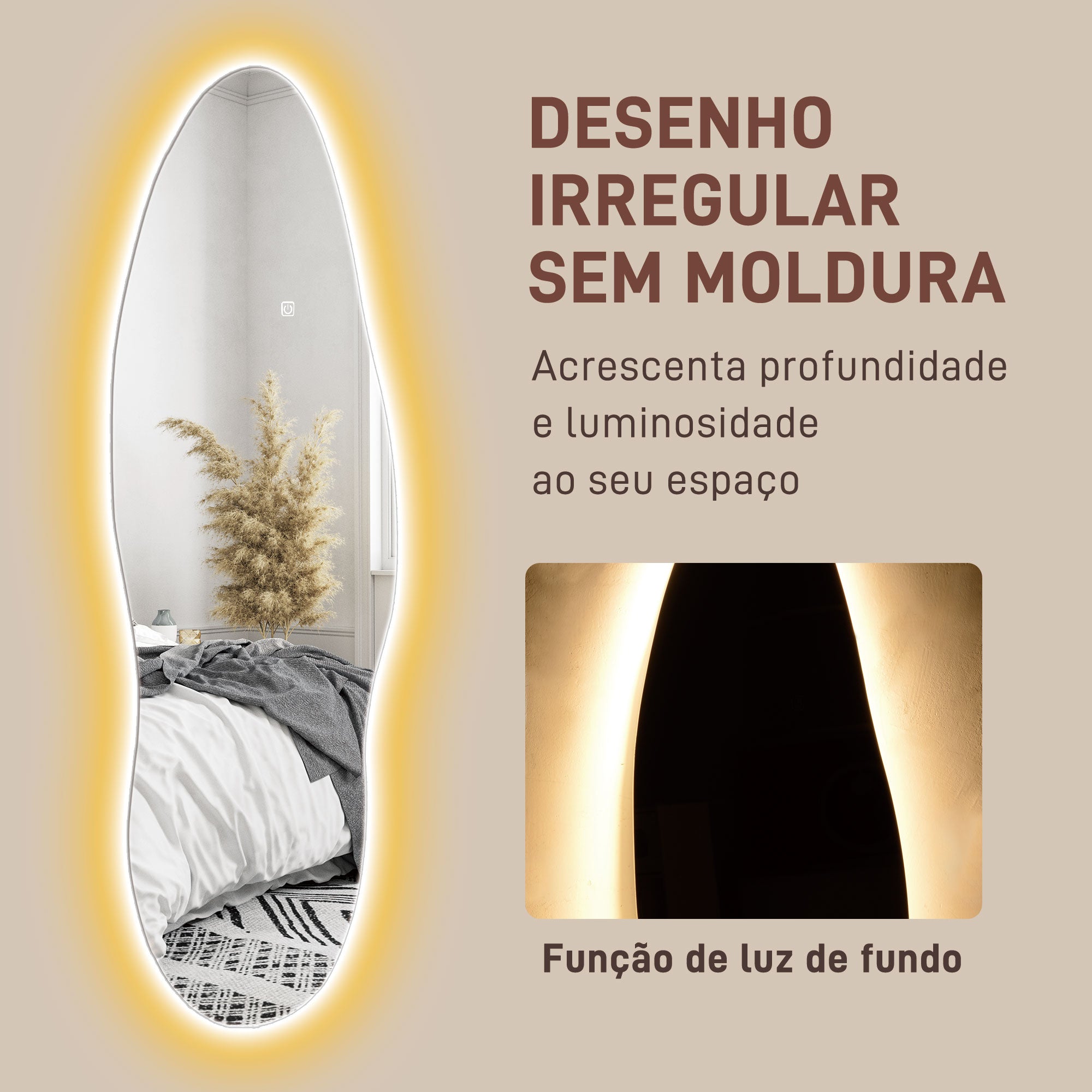 Espelho de Pé com Luzes LED 40x120 cm - Transparente