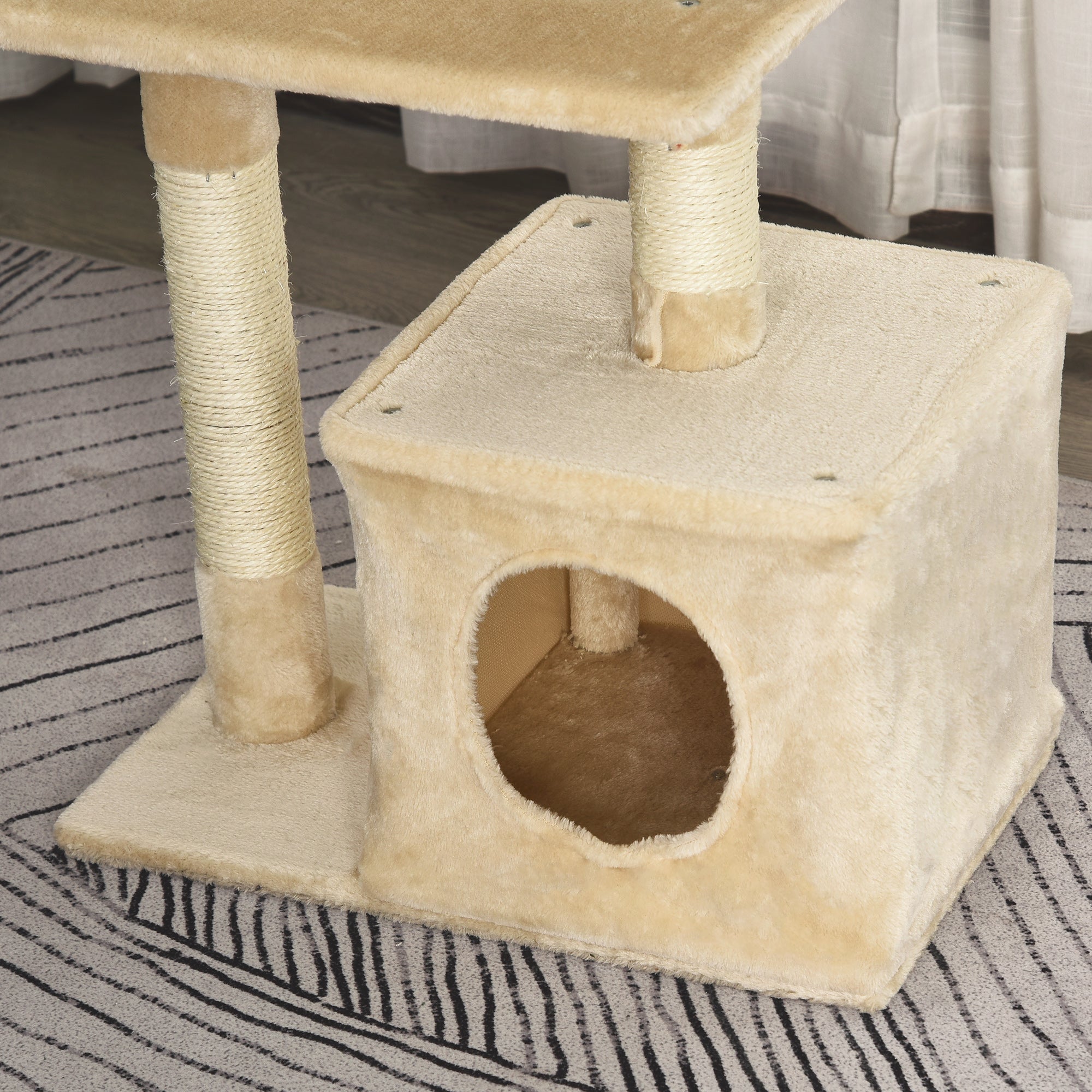 Arranhador para Gatos Bege 50x30x81,5 cm com Poste de Sisal e Plataformas