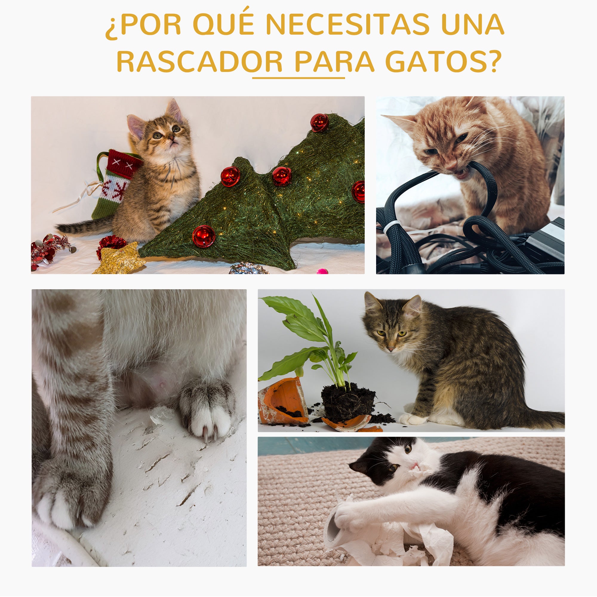 Arranhador para Gatos Bege 50x30x81,5 cm com Poste de Sisal e Plataformas