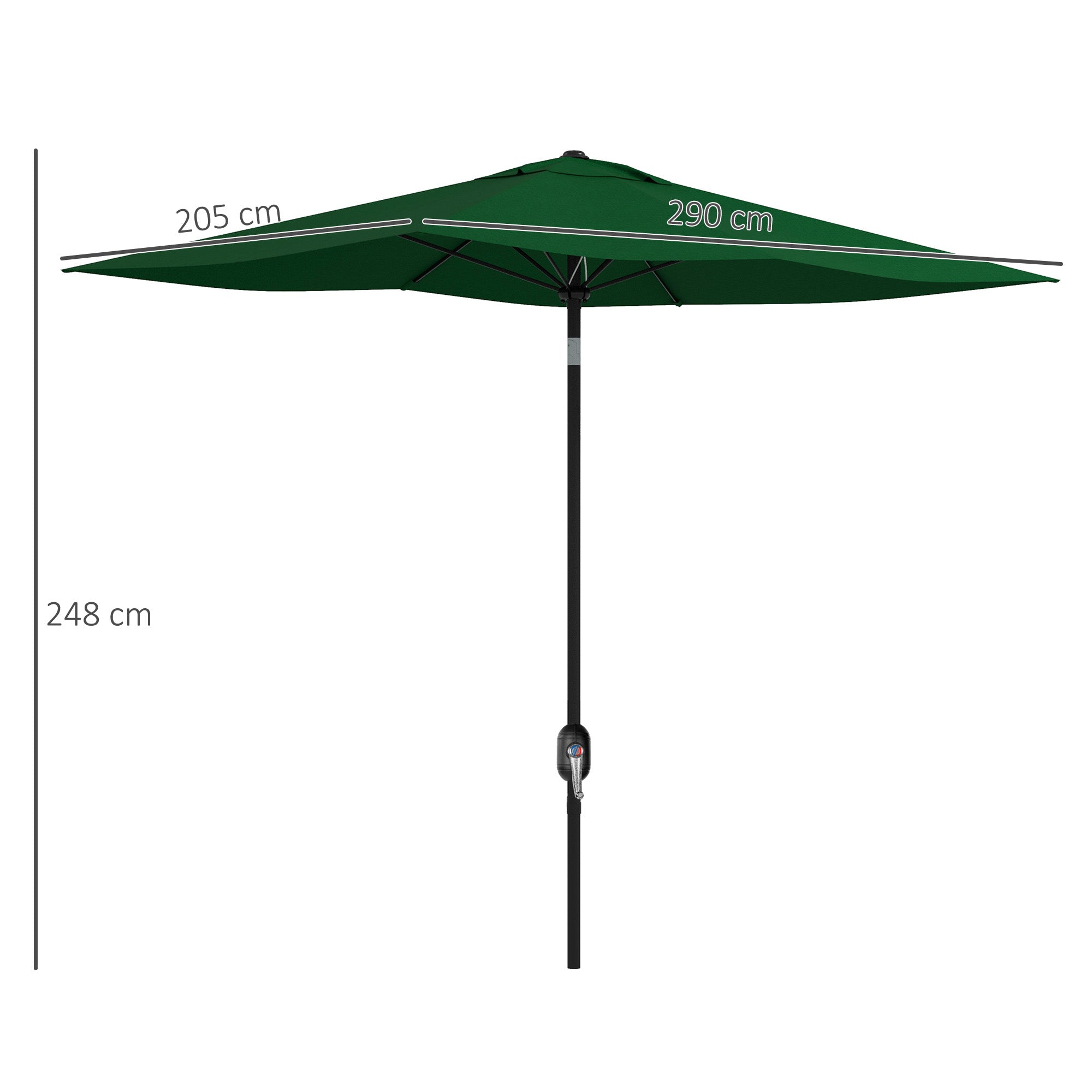 Guarda-Sol de Jardim 300x200x248 cm Verde - Proteção UV50+ Alumínio Inclinável