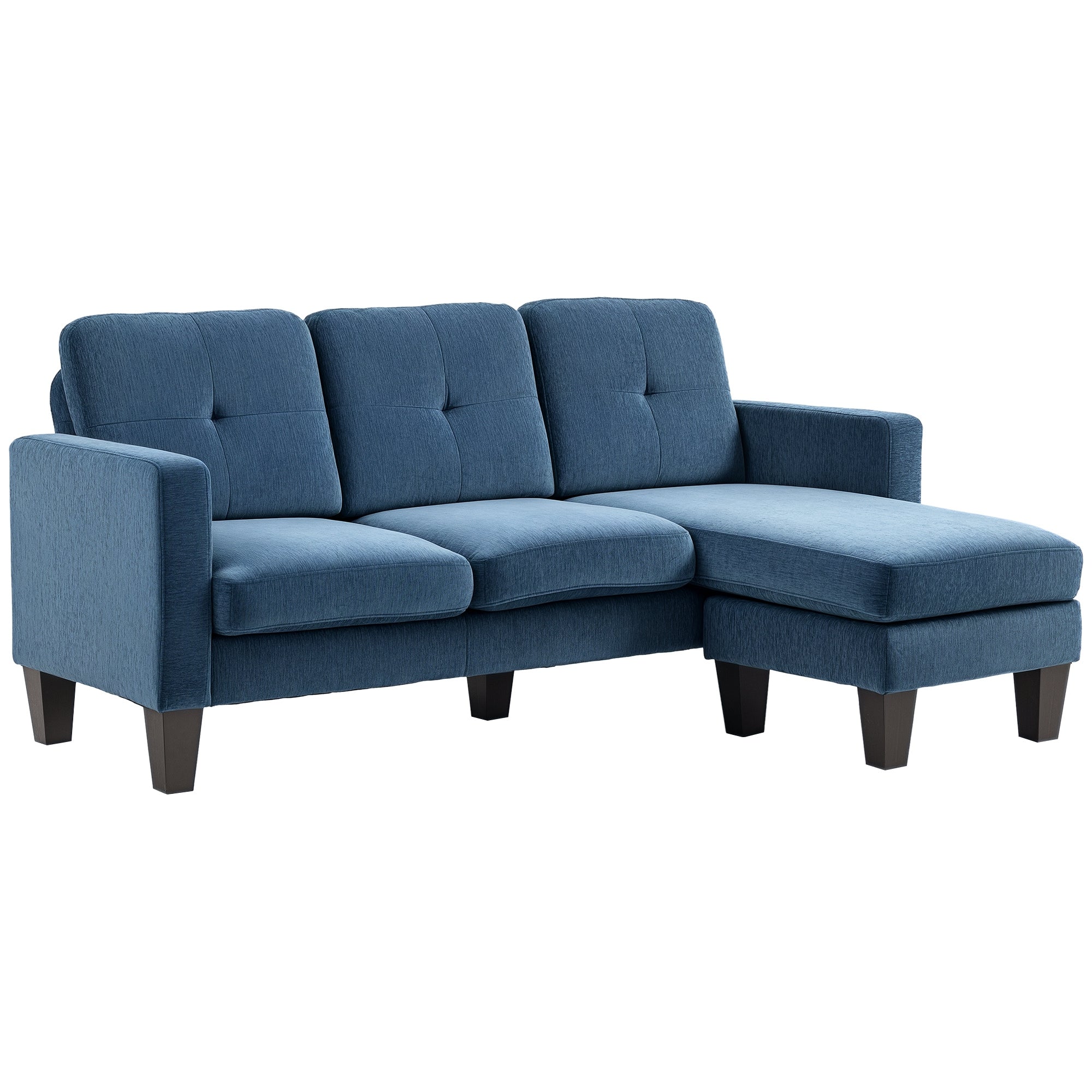 Sofá Chaise Longue em Formato de L Azul 186x130x84 cm