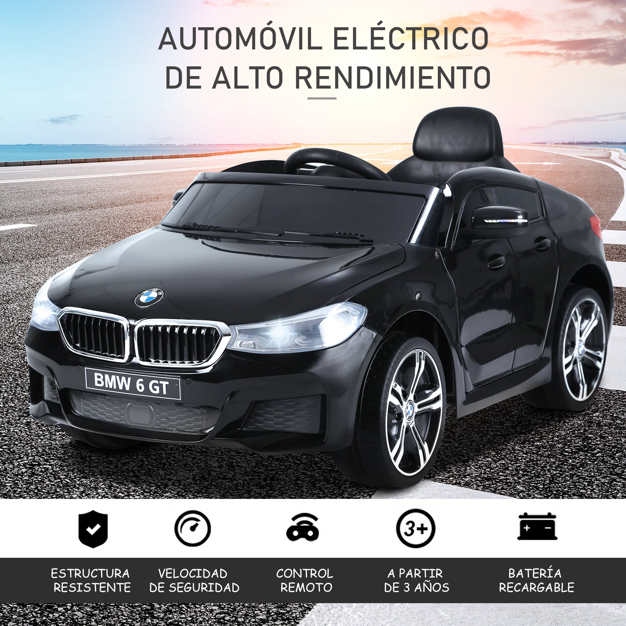 Carro Elétrico para Criança com Controle Remoto - Preto 106x64x51 cm