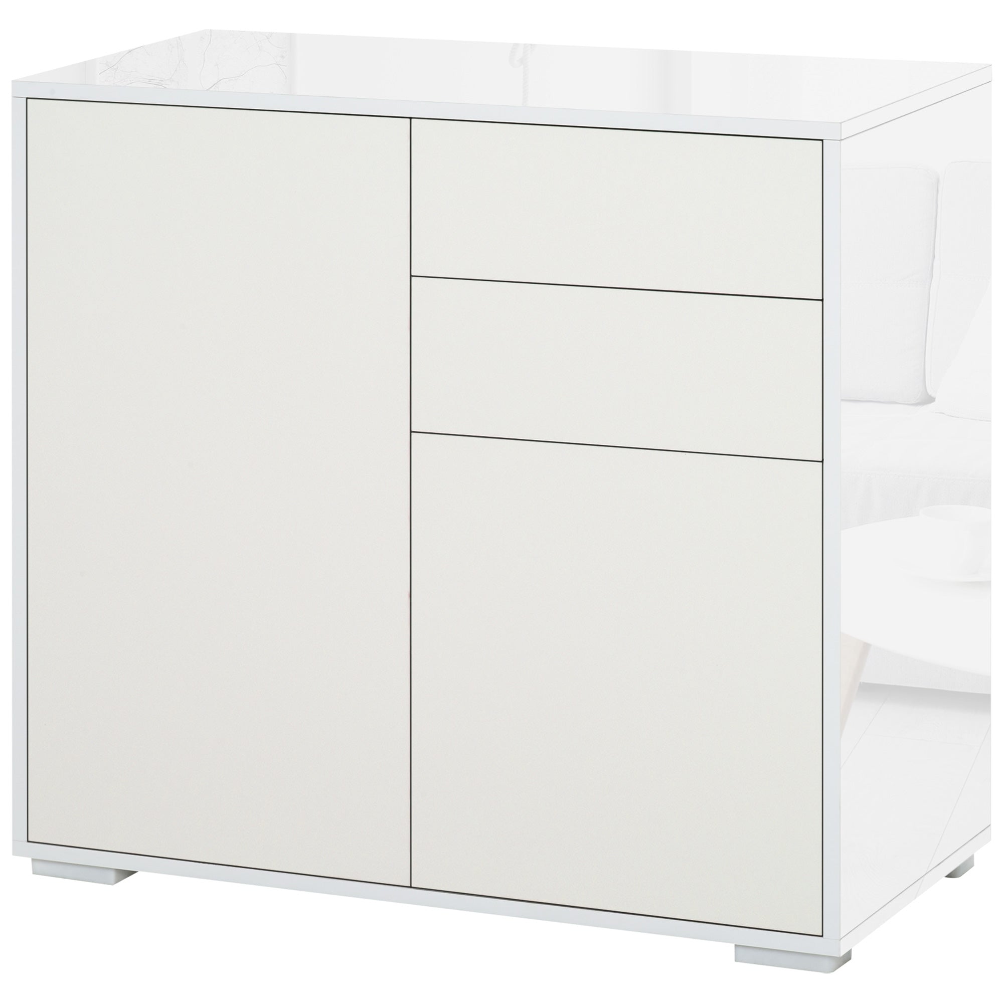 Aparador Auxiliar Branco 79x36x74cm - Organizador de Armazenamento