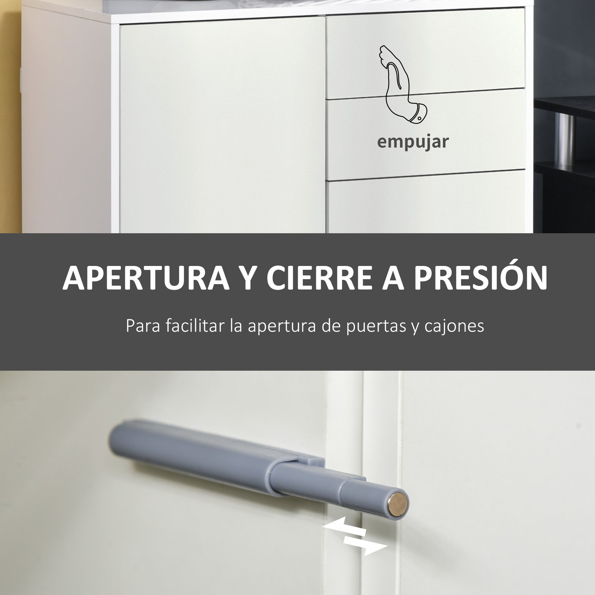 Aparador Auxiliar Branco 79x36x74cm - Organizador de Armazenamento